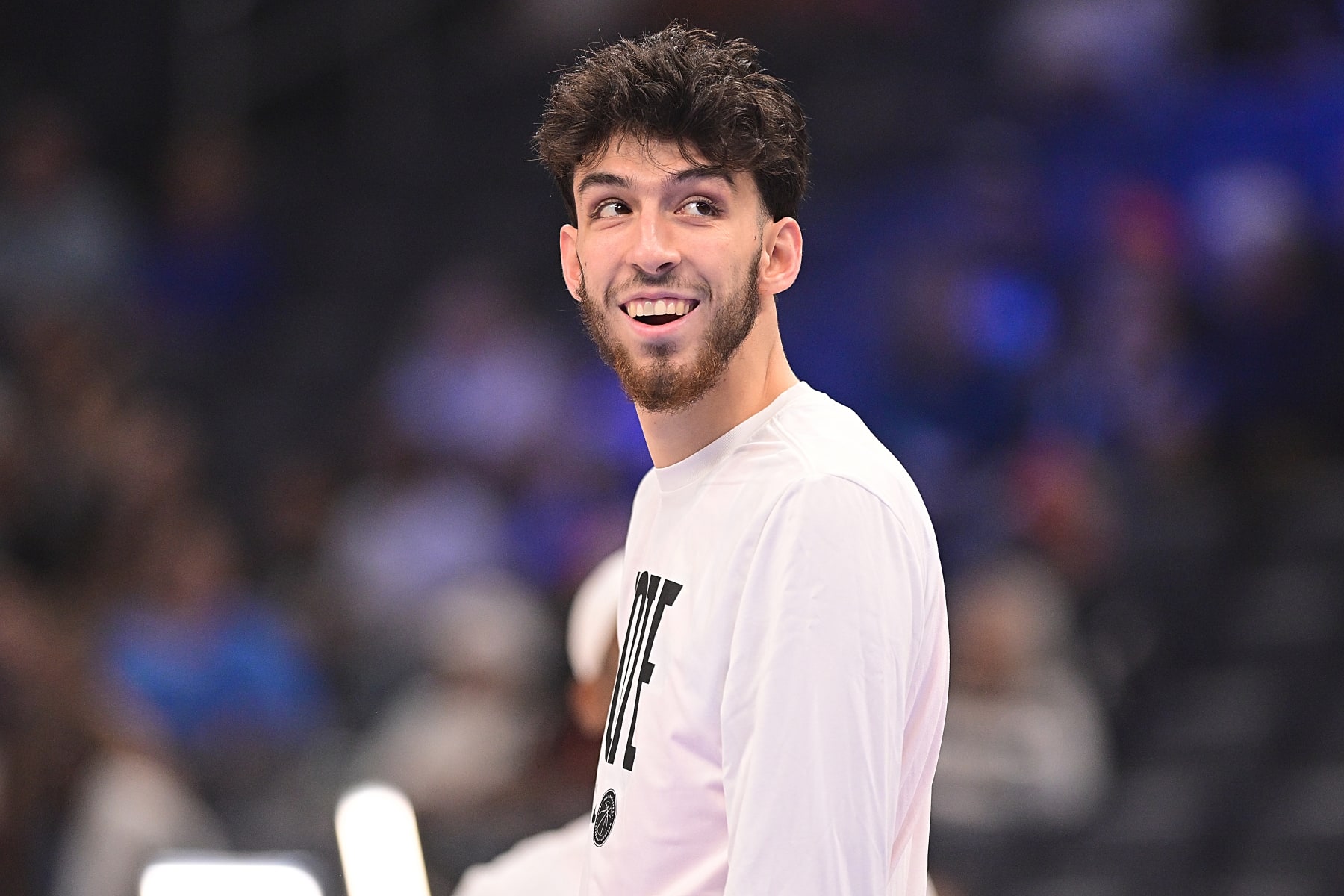 OKLAHOMA CITY, OKLAHOMA - NOVEMBER 6: Chet Holmgren #7 of the Oklahoma City Thunder during pregame against the Atlanta Hawks at Paycom Center on November 6, 2023 in Oklahoma City, Oklahoma. NOTE TO USER: User expressly acknowledges and agrees that, by downloading and or using this photograph, User is consenting to the terms and conditions of the Getty Images License Agreement. (Photo by Joshua Gateley/Getty Images)