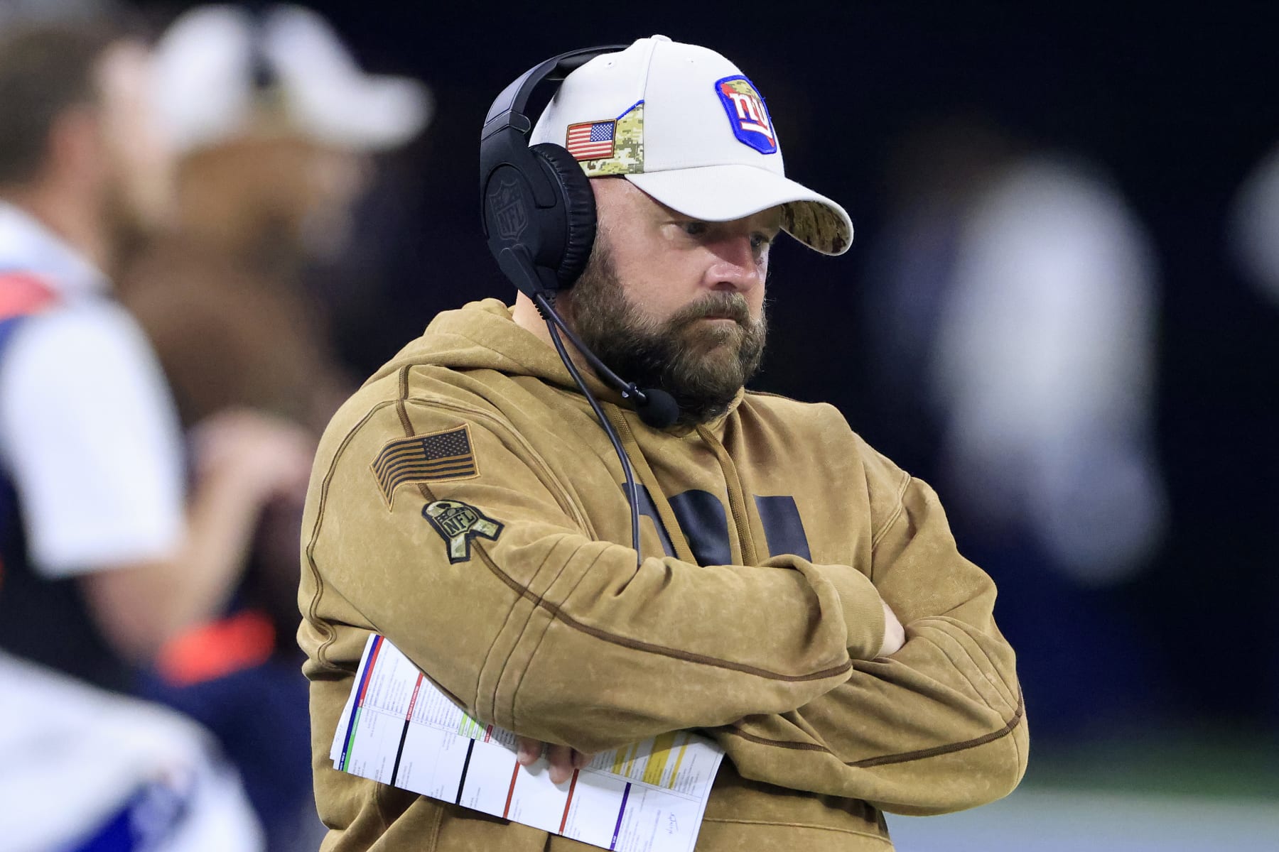 ARLINGTON, TEXAS - NOVEMBER 12: New York Giants head coach Brian Daboll reacts during the third quarter against the Dallas Cowboys at AT&T Stadium on November 12, 2023 in Arlington, Texas. (Photo by Ron Jenkins/Getty Images)