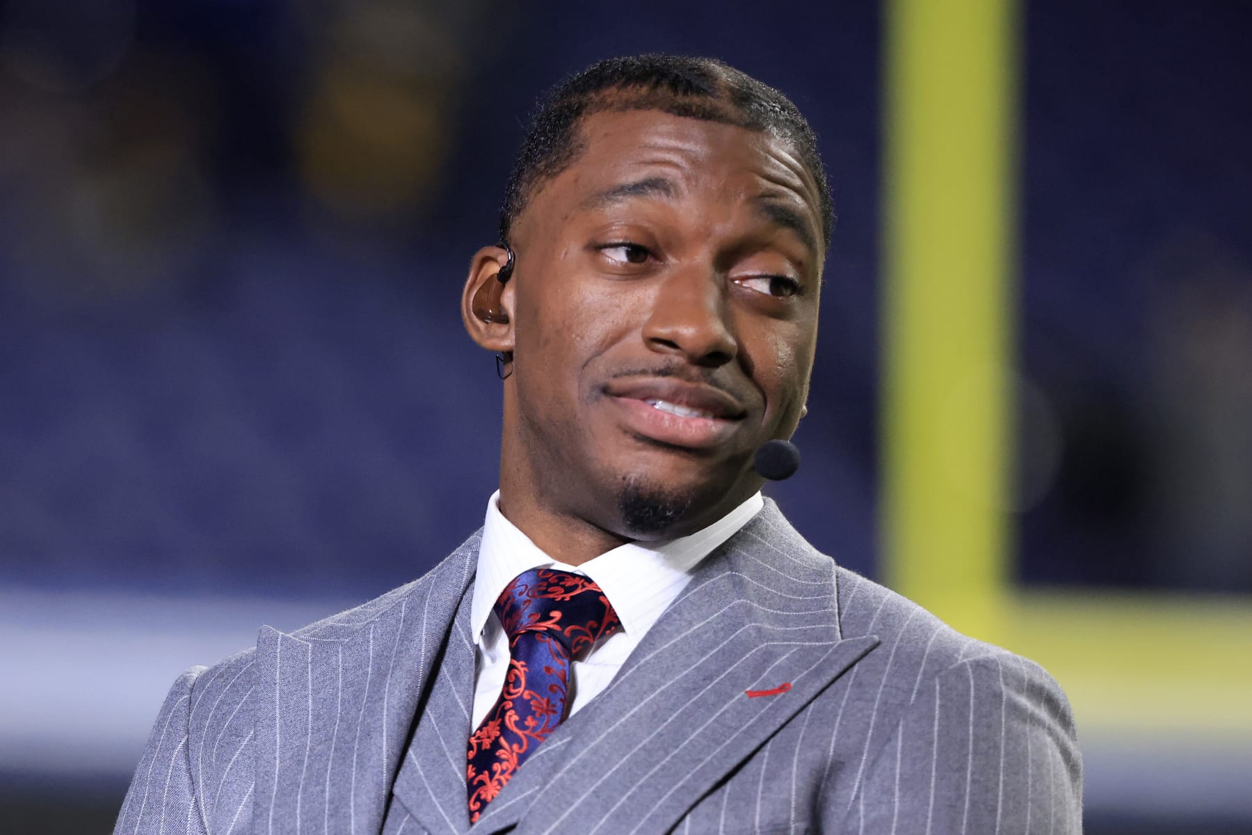 INDIANAPOLIS, INDIANA - NOVEMBER 28: Former NFL player and ESPN analyst Robert Griffin III looks on before the game against the Pittsburgh Steelers and Indianapolis Colts at Lucas Oil Stadium on November 28, 2022 in Indianapolis, Indiana. (Photo by Justin Casterline/Getty Images)