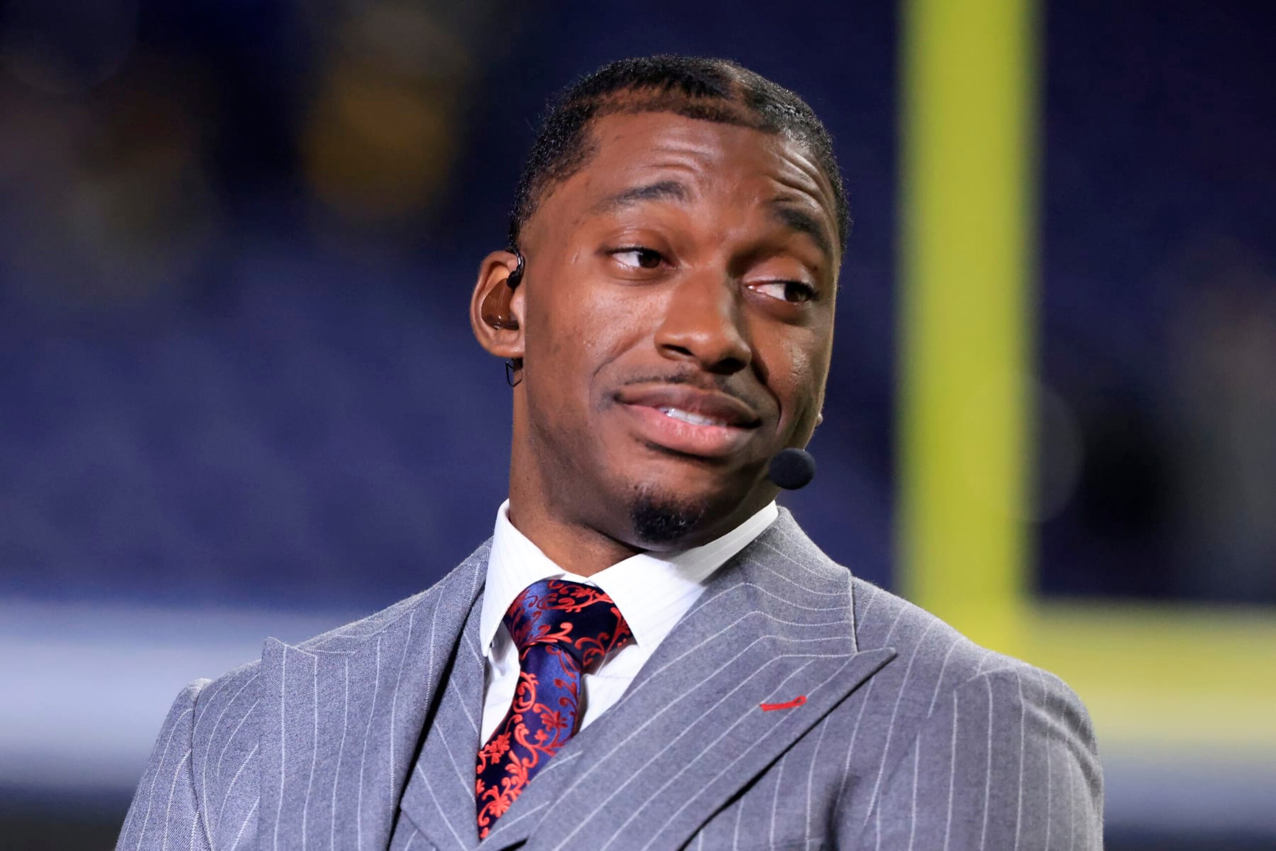 INDIANAPOLIS, INDIANA - NOVEMBER 28: Former NFL player and ESPN analyst Robert Griffin III looks on before the game against the Pittsburgh Steelers and Indianapolis Colts at Lucas Oil Stadium on November 28, 2022 in Indianapolis, Indiana. (Photo by Justin Casterline/Getty Images)