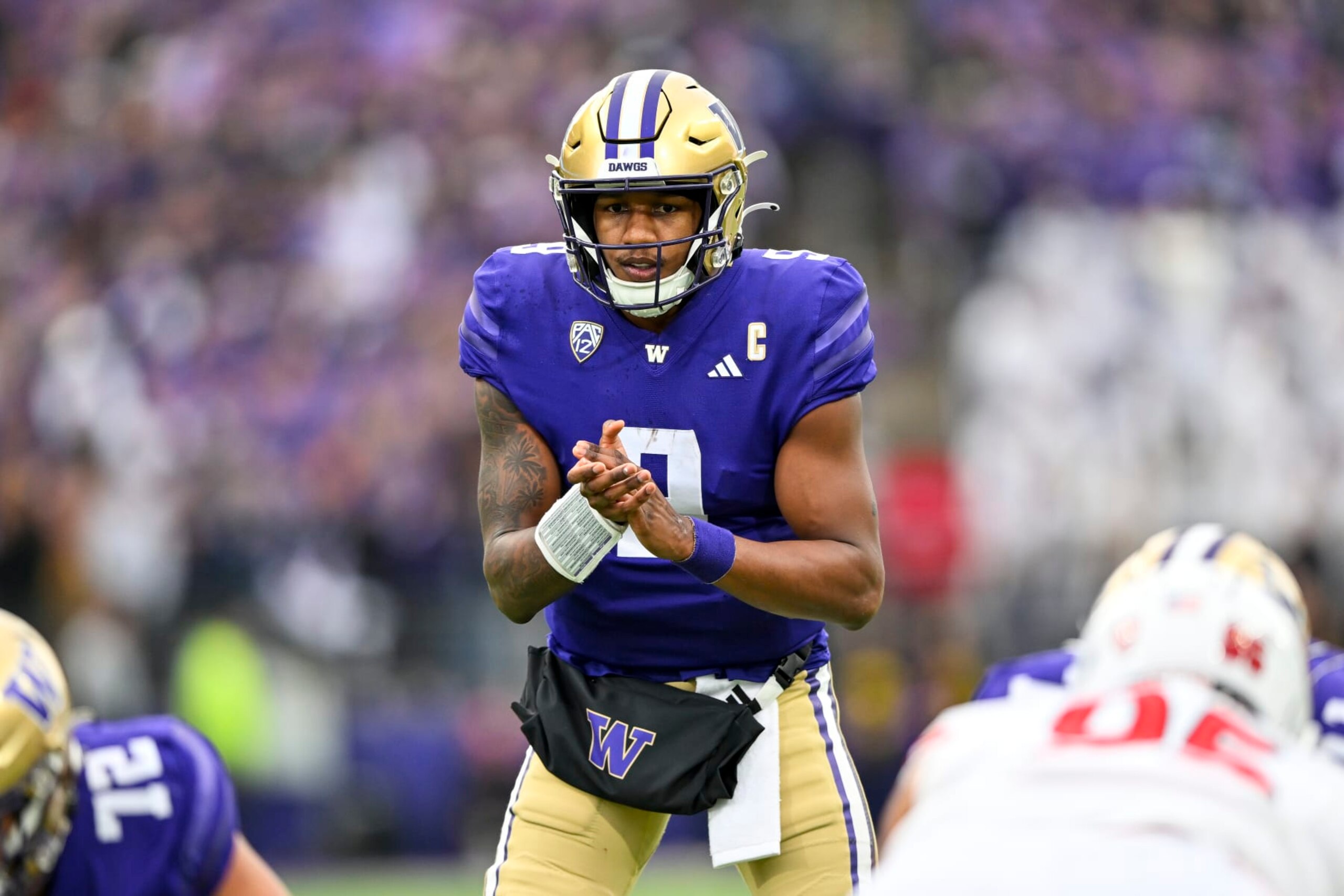 SEATTLE, WASHINGTON - NOVEMBER 11: Michael Penix Jr. #9 of the Washington Huskies in action during the fourth quarter against the Utah Utes at Husky Stadium on November 11, 2023 in Seattle, Washington. The Washington Huskies won 35-28. (Photo by Alika Jenner/Getty Images)