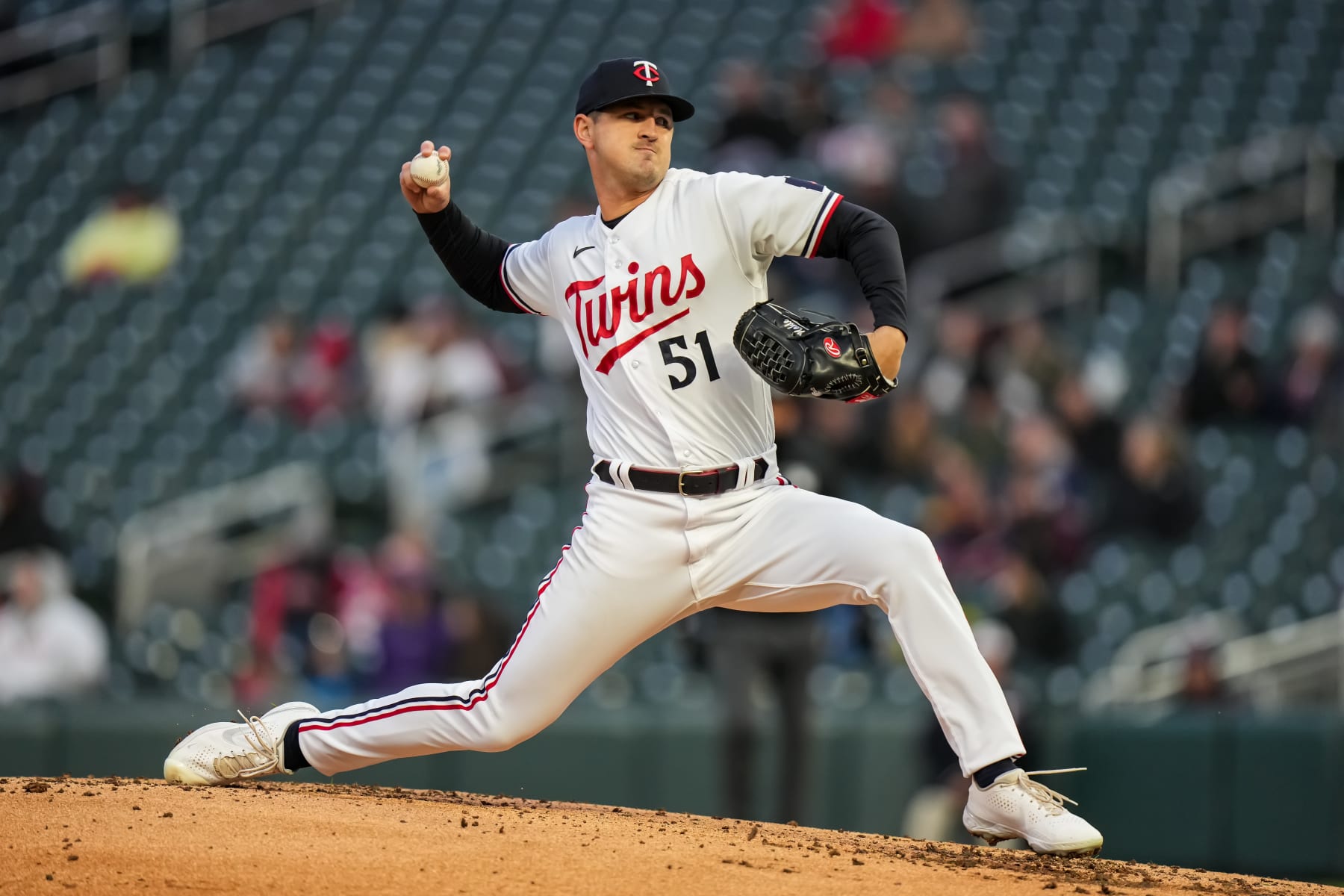 MINNEAPOLIS, MN - APRIL 21: Tyler Mahle #51 of the Minnesota Twins pitches against the Washington Nationals on April 21, 2023 at Target Field in Minneapolis, Minnesota. (Photo by Brace Hemmelgarn/Minnesota Twins/Getty Images)