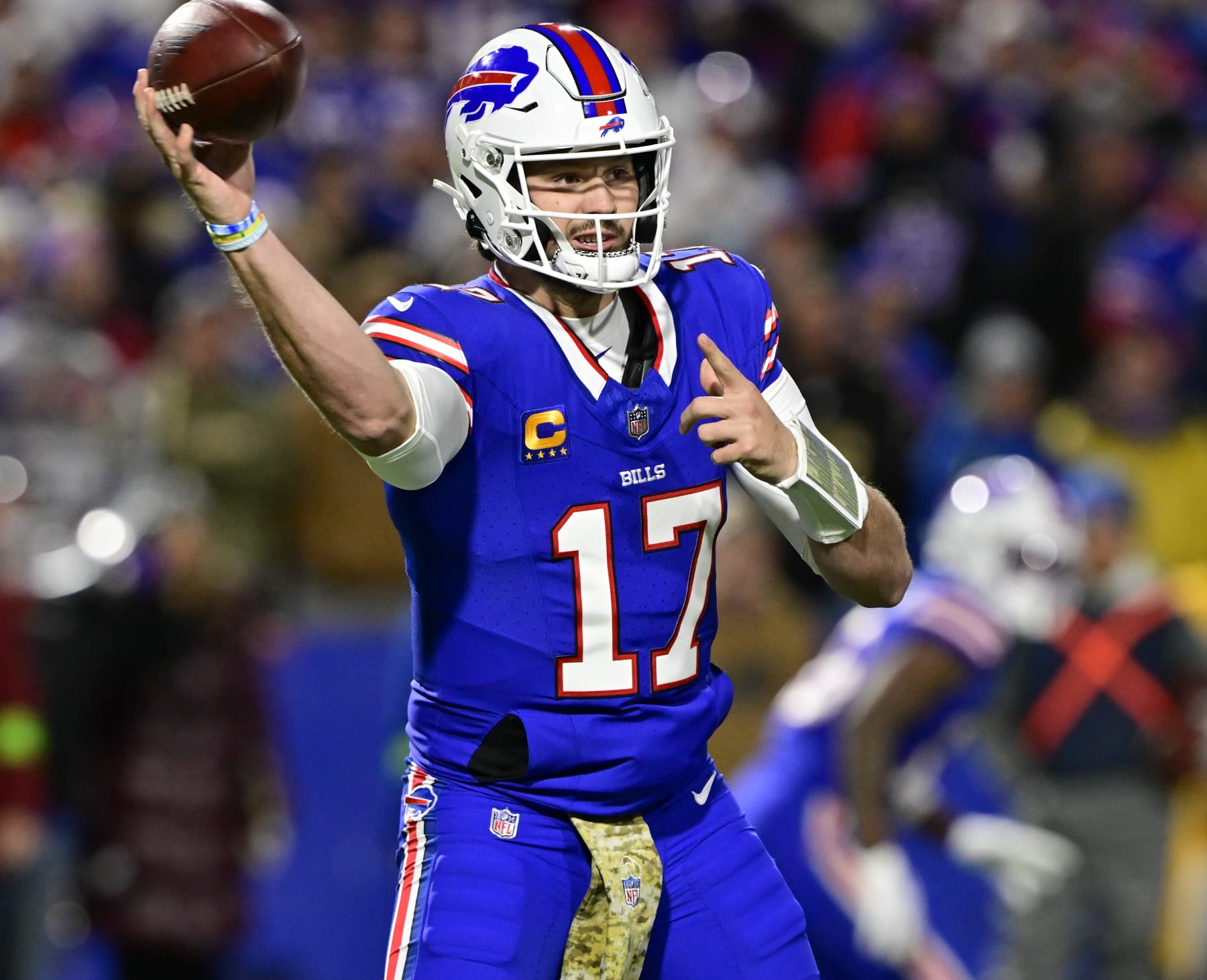 ORCHARD PARK, NY - NOVEMBER 13: Buffalo Bills quarterback Josh Allen (17) in the first quarter against the Denver Broncos at Highmark Stadium November 13, 2023. (Photo by Andy Cross/MediaNews Group/The Denver Post via Getty Images)