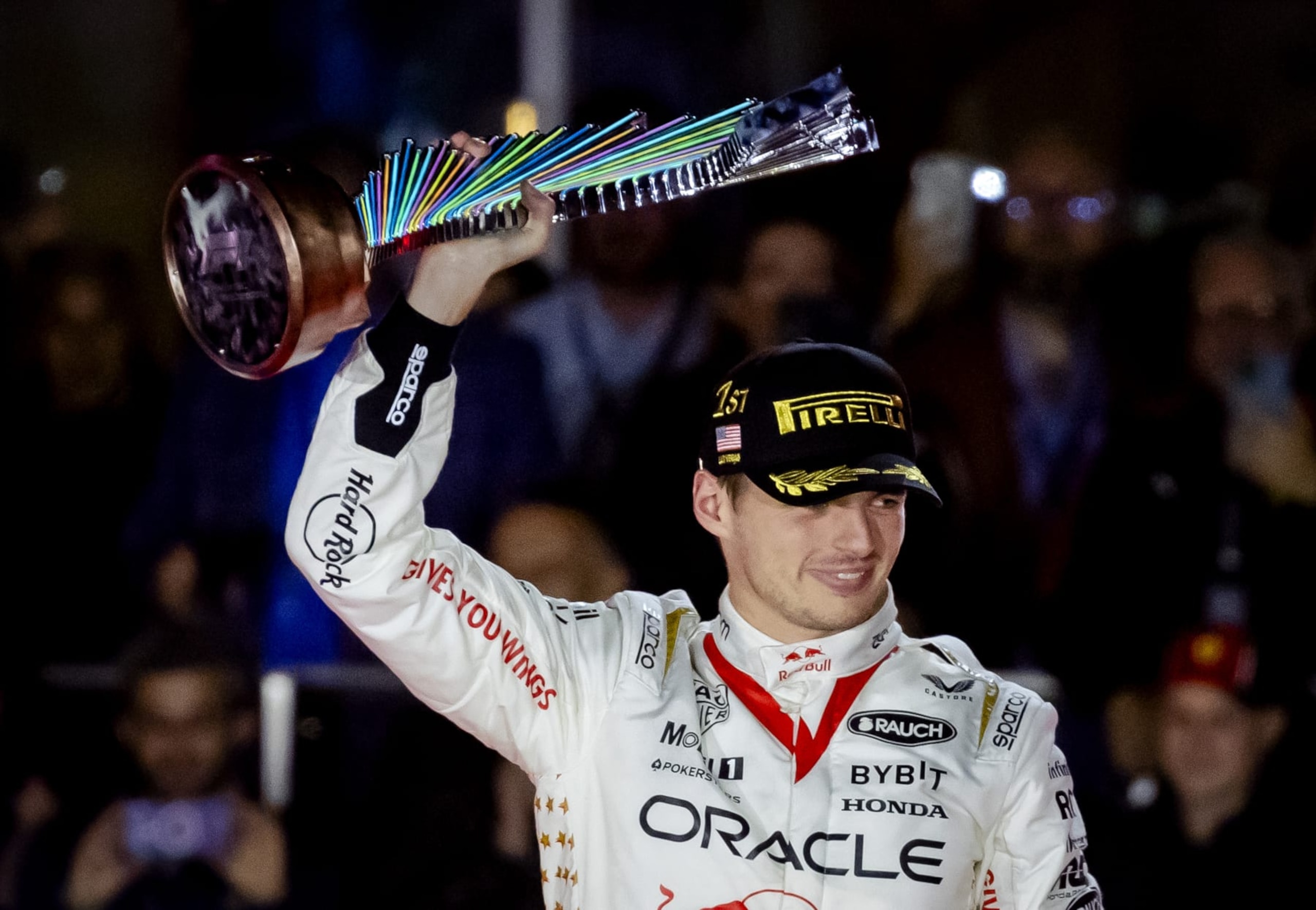 LAS VEGAS - Max Verstappen (Red Bull Racing) cheers after winning the Las Vegas Formula 1 Grand Prix at the Las Vegas Strip Circuit in Nevada. ANP SEM VAN DER WAL (Photo by ANP via Getty Images) LAS VEGAS - Max Verstappen (Red Bull Racing) cheers after winning the Las Vegas Formula 1 Grand Prix at the Las Vegas Strip Circuit in Nevada. ANP SEM VAN DER WAL (Photo by ANP via Getty Images)