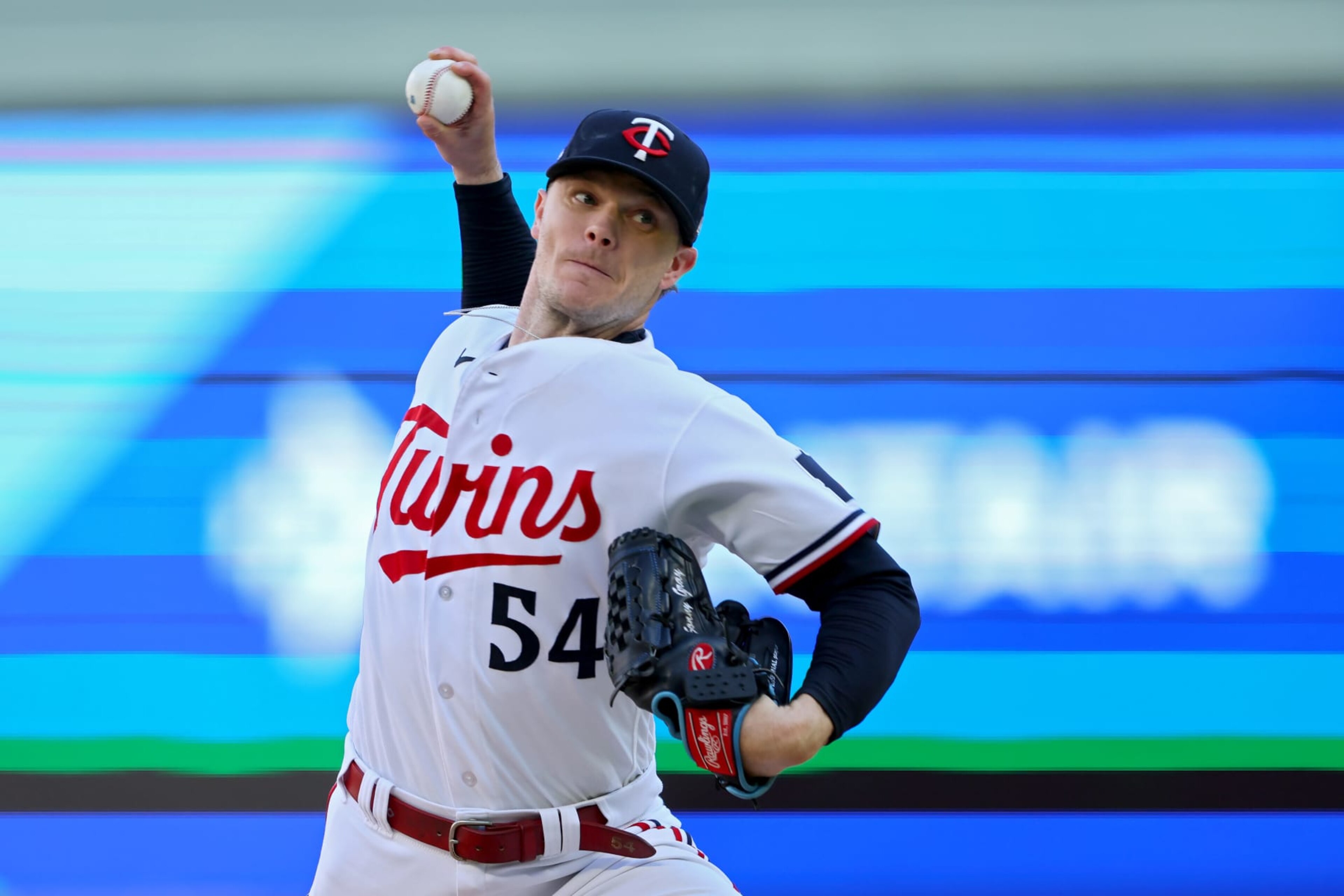 MINNEAPOLIS, MINNESOTA - OCTOBER 10: Sonny Gray #54 of the Minnesota Twins pitches in the second inning against the Houston Astros during Game Three of the Division Series at Target Field on October 10, 2023 in Minneapolis, Minnesota. (Photo by Adam Bettcher/Getty Images)