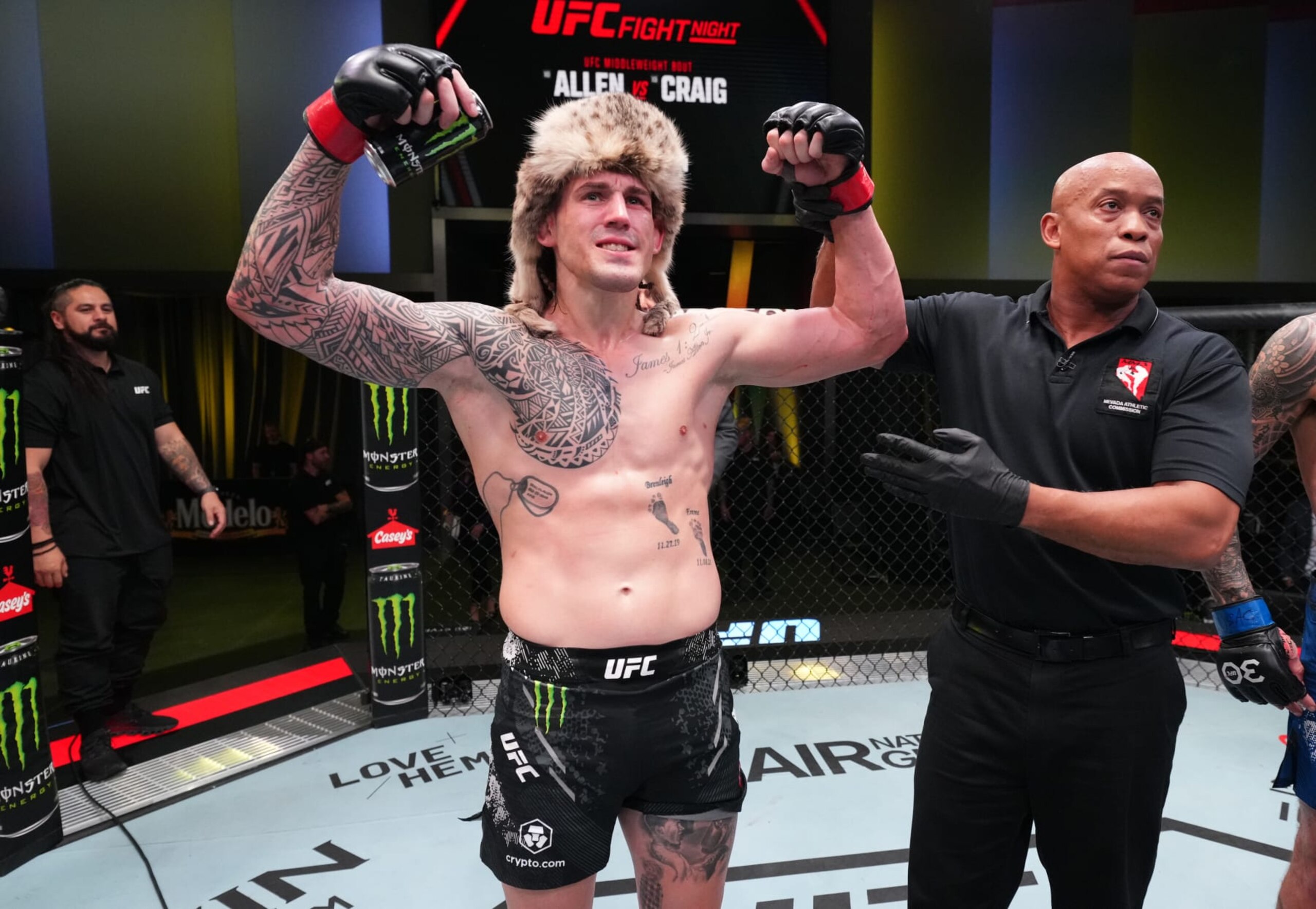Brendan Allen reacts after his victory over Paul Craig