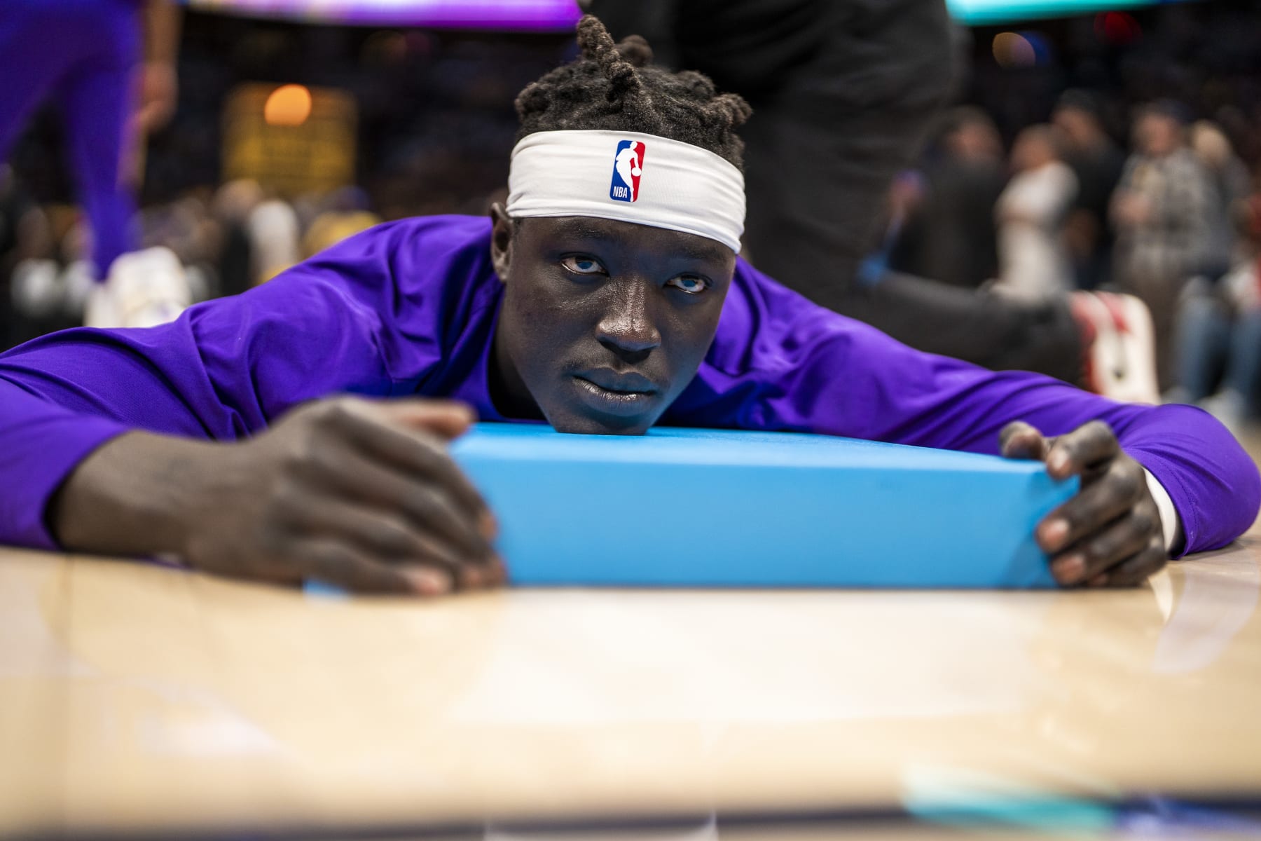 DENVER, CO - MAY 18: Wenyen Gabriel #35 of the Los Angeles Lakers warms up before the game against the Denver Nuggets during Game 2 of the Western Conference Finals 2023 NBA Playoffs on May 18, 2023 at the Ball Arena in Denver, Colorado. NOTE TO USER: User expressly acknowledges and agrees that, by downloading and/or using this Photograph, user is consenting to the terms and conditions of the Getty Images License Agreement. Mandatory Copyright Notice: Copyright 2023 NBAE (Photo by Tyler Ross/NBAE via Getty Images)