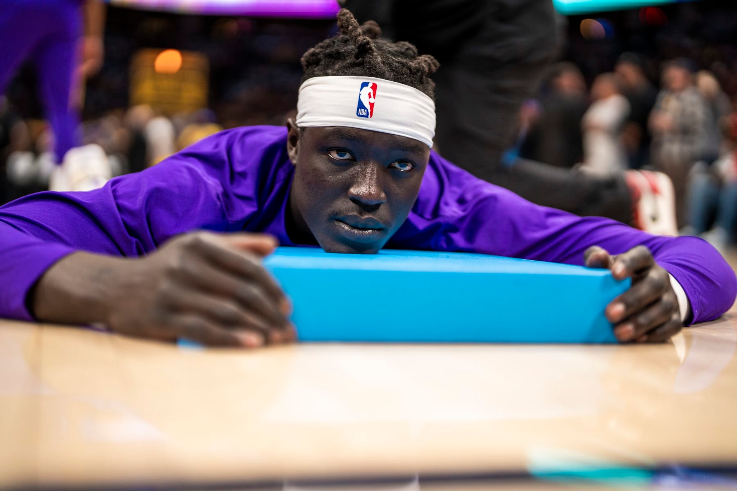 DENVER, CO - MAY 18: Wenyen Gabriel #35 of the Los Angeles Lakers warms up before the game against the Denver Nuggets during Game 2 of the Western Conference Finals 2023 NBA Playoffs on May 18, 2023 at the Ball Arena in Denver, Colorado. NOTE TO USER: User expressly acknowledges and agrees that, by downloading and/or using this Photograph, user is consenting to the terms and conditions of the Getty Images License Agreement. Mandatory Copyright Notice: Copyright 2023 NBAE (Photo by Tyler Ross/NBAE via Getty Images)