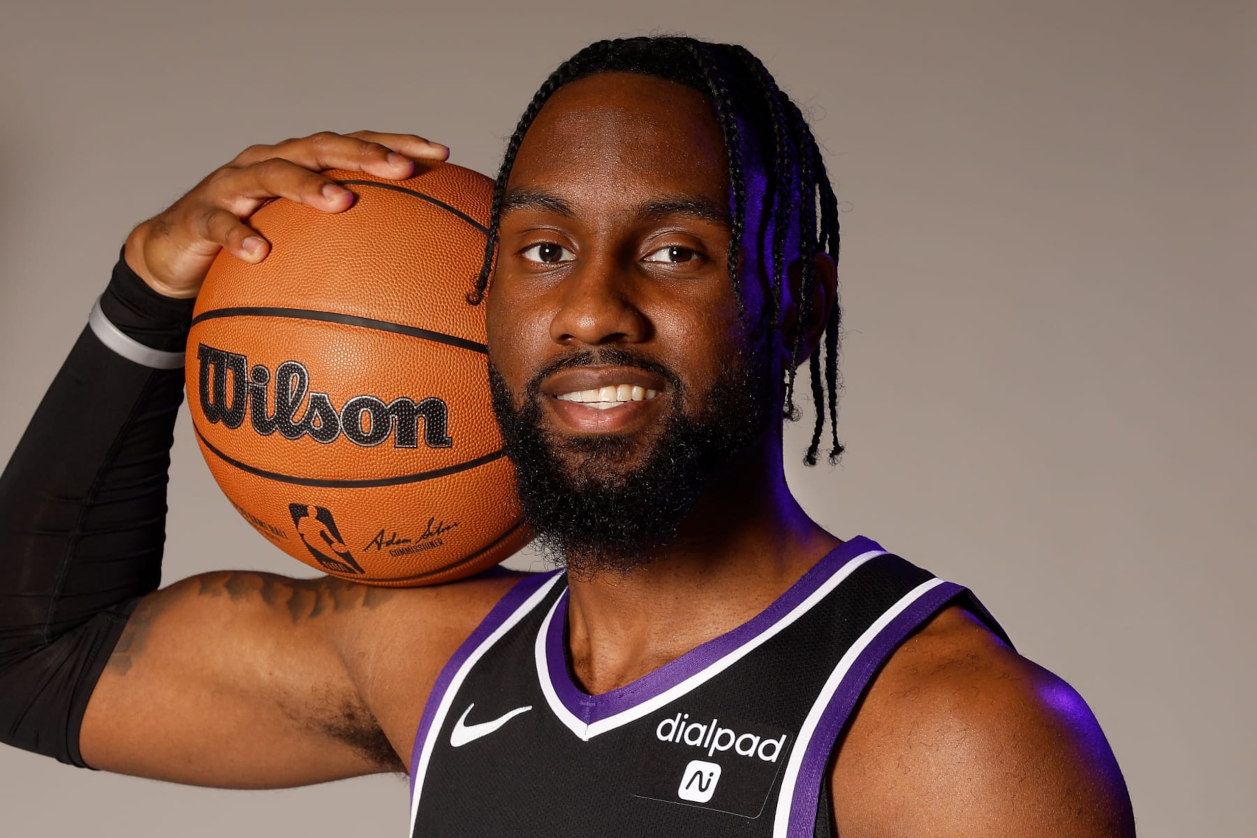 SACRAMENTO, CALIFORNIA - OCTOBER 02: Jaylen Nowell #35 of the Sacramento Kings poses for a photo at Sacramento Kings Practice Facility on October 02, 2023 in Sacramento, California. NOTE TO USER: User expressly acknowledges and agrees that, by downloading and/or using this photograph, User is consenting to the terms and conditions of the Getty Images License Agreement. (Photo by Lachlan Cunningham/Getty Images)