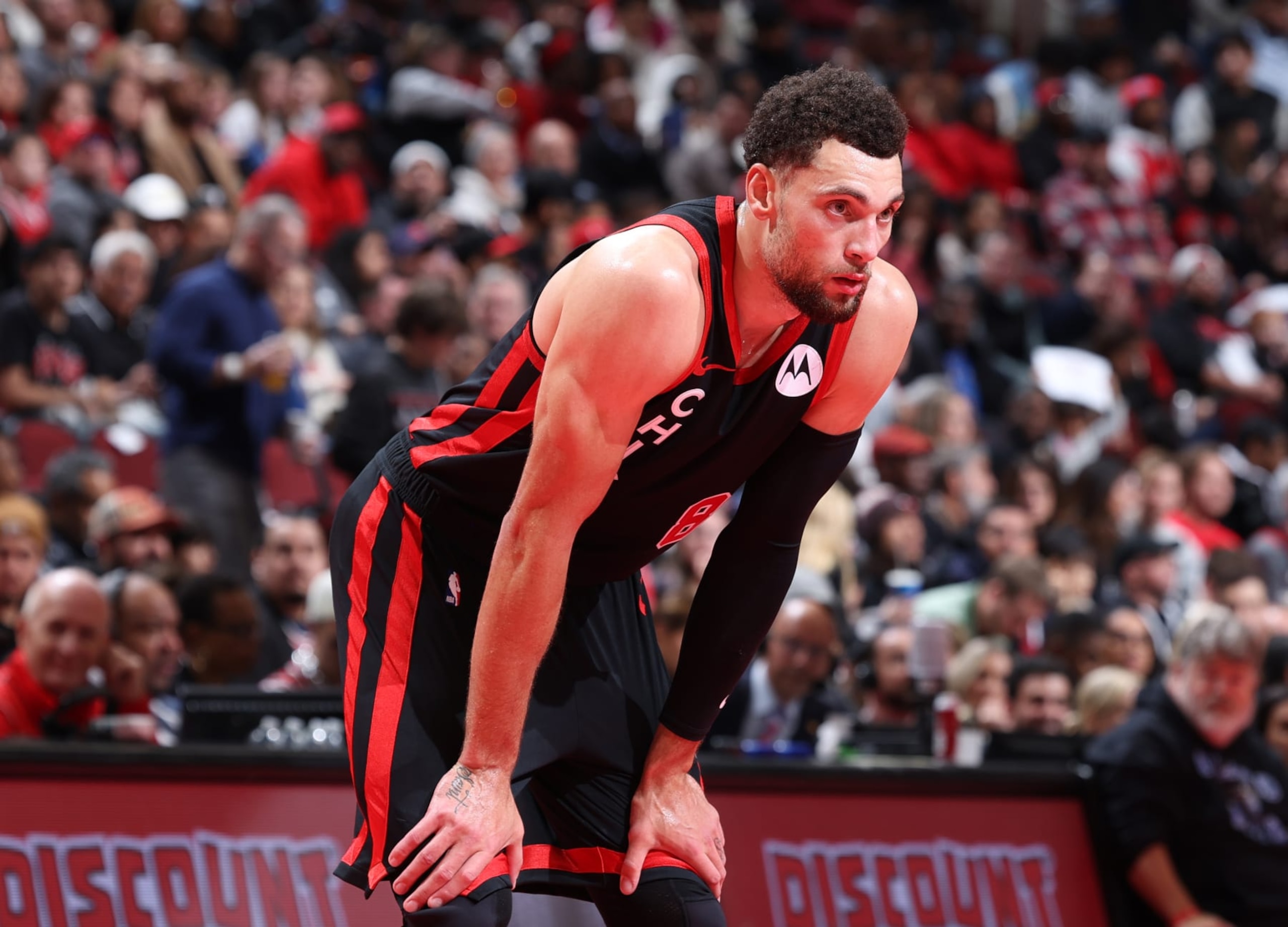 CHICAGO, IL - NOVEMBER 17:  Zach LaVine #8 of the Chicago Bulls stands on the court during the In-Season Tournament game against the Orlando Magic on November 17, 2023 at United Center in Chicago, Illinois. NOTE TO USER: User expressly acknowledges and agrees that, by downloading and or using this photograph, User is consenting to the terms and conditions of the Getty Images License Agreement. Mandatory Copyright Notice: Copyright 2023 NBAE (Photo by Jeff Haynes/NBAE via Getty Images)