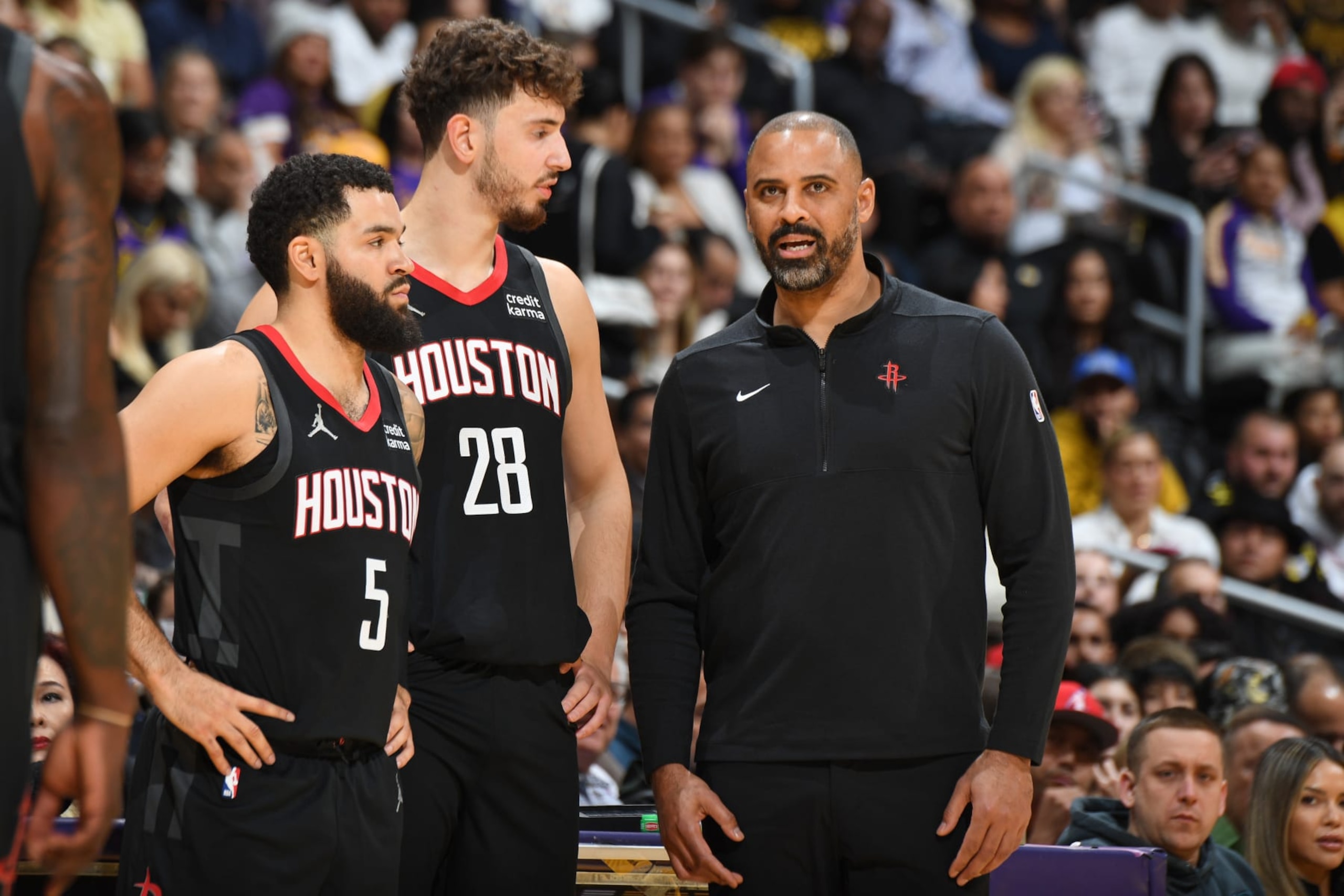 Fred VanVleet, Alperen Åengün and Ime Udoka