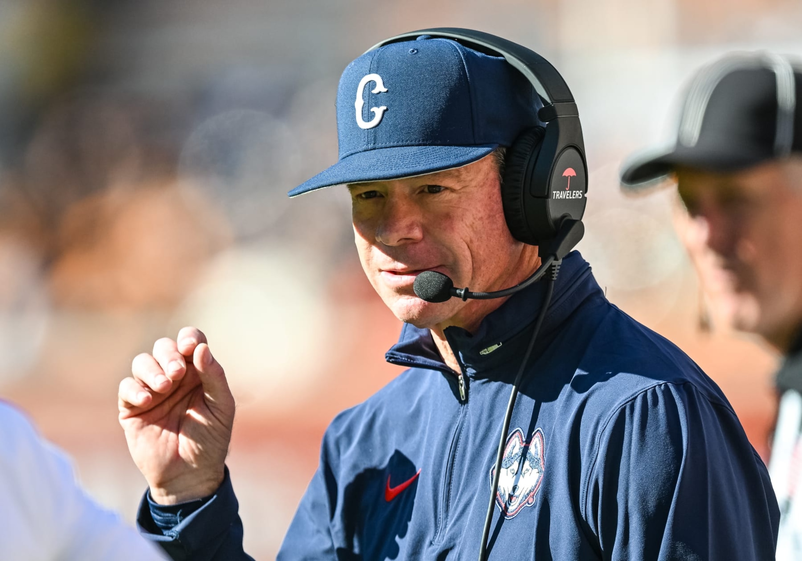 KNOXVILLE, TN - NOVEMBER 04: Connecticut Huskies head coach Jim Mora coaches during the college football game between the Tennessee Volunteers and the Connecticut Huskies on November 4, 2023, at Neyland Stadium, in Knoxville, TN. (Photo by Bryan Lynn/Icon Sportswire via Getty Images) KNOXVILLE, TN - NOVEMBER 04: Connecticut Huskies head coach Jim Mora coaches during the college football game between the Tennessee Volunteers and the Connecticut Huskies on November 4, 2023, at Neyland Stadium, in Knoxville, TN. (Photo by Bryan Lynn/Icon Sportswire via Getty Images)
