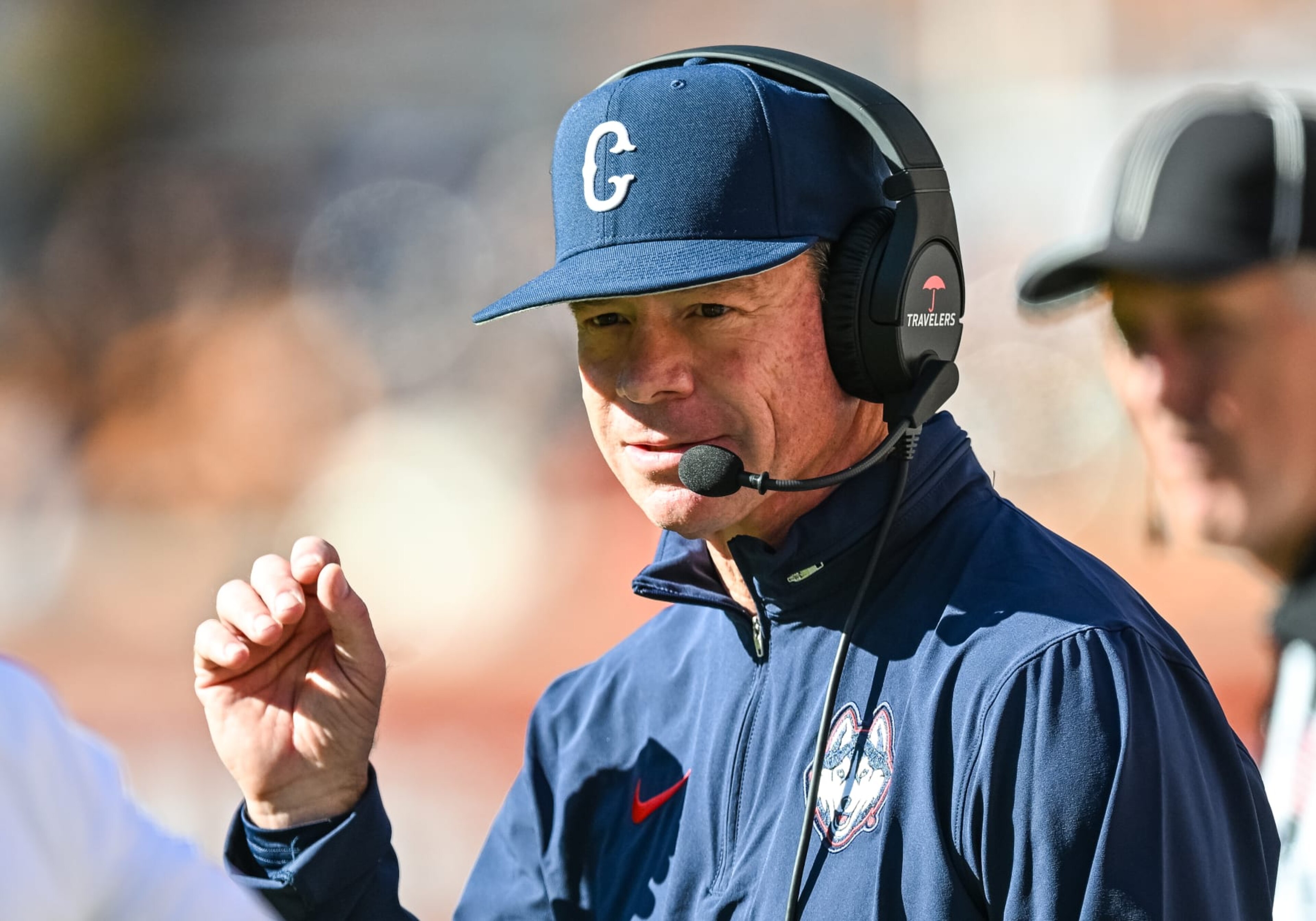 KNOXVILLE, TN - NOVEMBER 04: Connecticut Huskies head coach Jim Mora coaches during the college football game between the Tennessee Volunteers and the Connecticut Huskies on November 4, 2023, at Neyland Stadium, in Knoxville, TN. (Photo by Bryan Lynn/Icon Sportswire via Getty Images) KNOXVILLE, TN - NOVEMBER 04: Connecticut Huskies head coach Jim Mora coaches during the college football game between the Tennessee Volunteers and the Connecticut Huskies on November 4, 2023, at Neyland Stadium, in Knoxville, TN. (Photo by Bryan Lynn/Icon Sportswire via Getty Images)