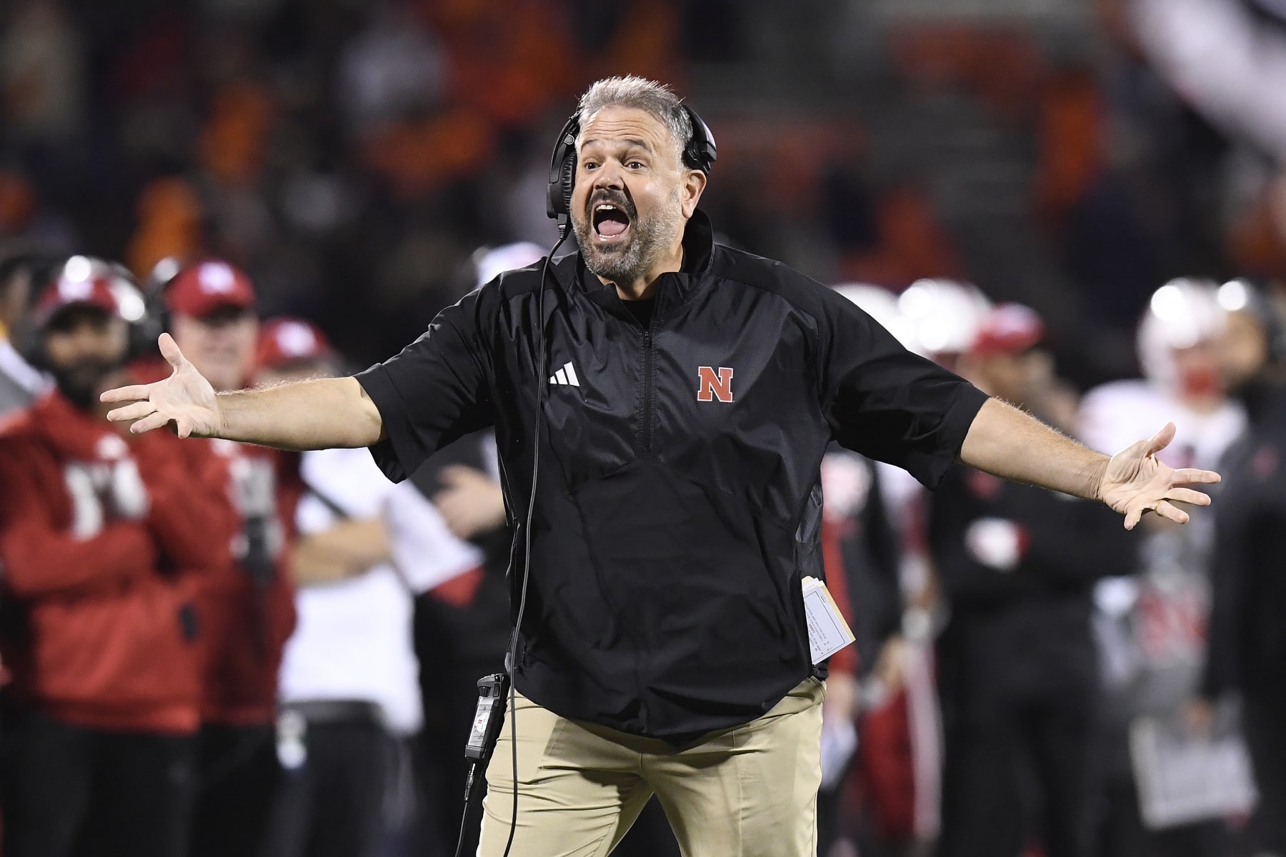 CHAMPAIGN, IL - OCTOBER 06: Nebraska Cornhuskers Head Coach Matt Rhule reacts during the college football game between the Nebraska Cornhuskers and the Illinois Fighting Illini on October 6, 2023, at Memorial Stadium in Champaign, Illinois. (Photo by Michael Allio/Icon Sportswire via Getty Images)