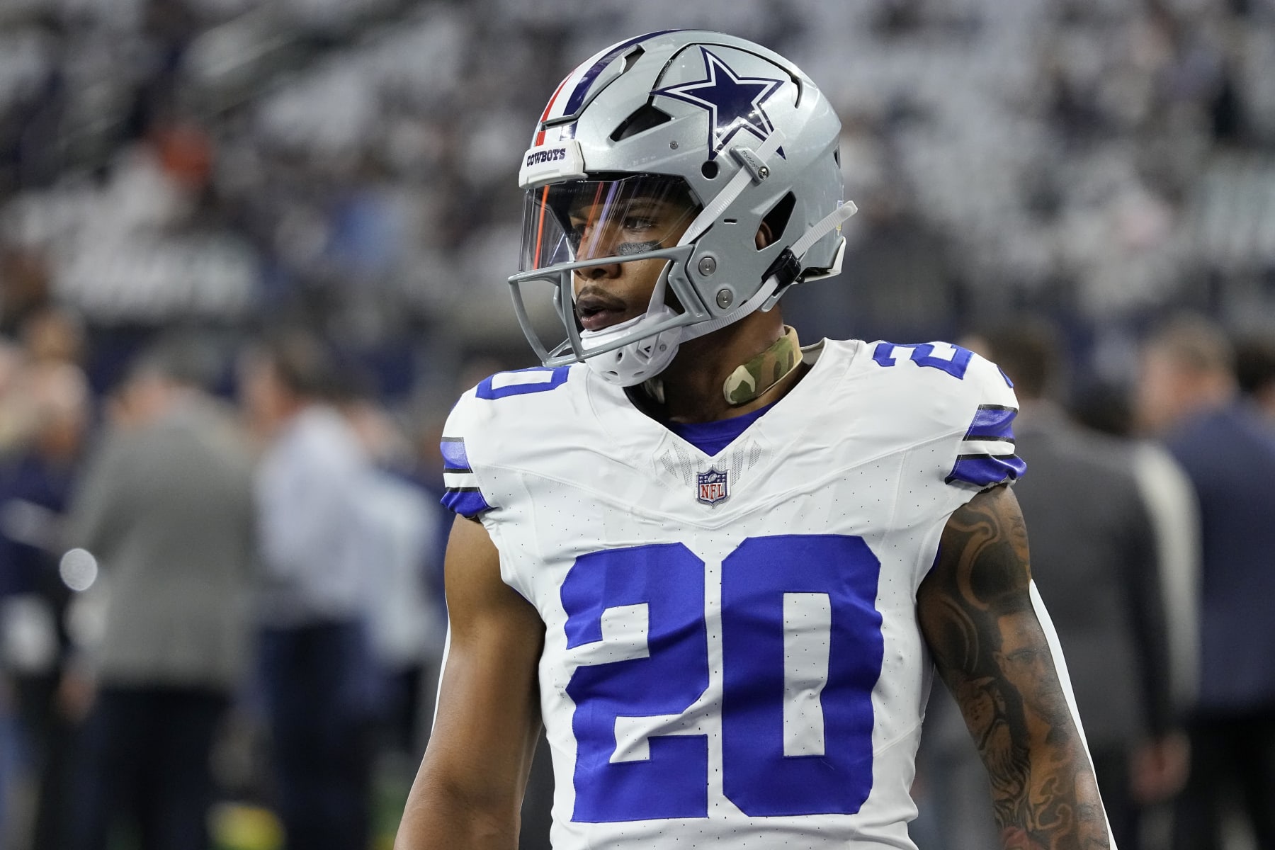 ARLINGTON, TEXAS - NOVEMBER 12: Tony Pollard #20 of the Dallas Cowboys warms up before the game against the New York Giants at AT&T Stadium on November 12, 2023 in Arlington, Texas. (Photo by Sam Hodde/Getty Images)