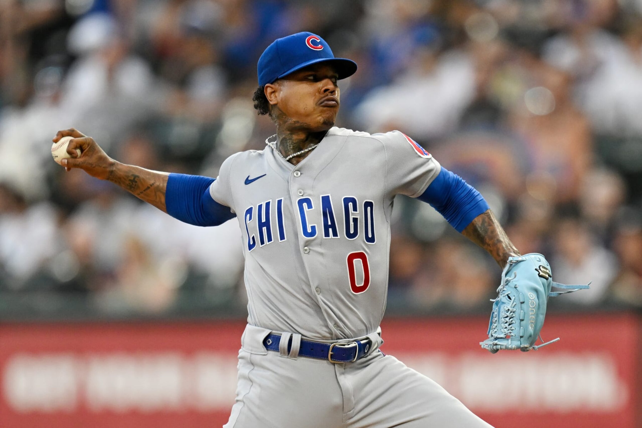 CHICAGO, ILLINOIS - JULY 26: Starting pitcher Marcus Stroman #0 of the Chicago Cubs throws in the first inning against the Chicago White Sox at Guaranteed Rate Field on July 26, 2023 in Chicago, Illinois. (Photo by Quinn Harris/Getty Images)