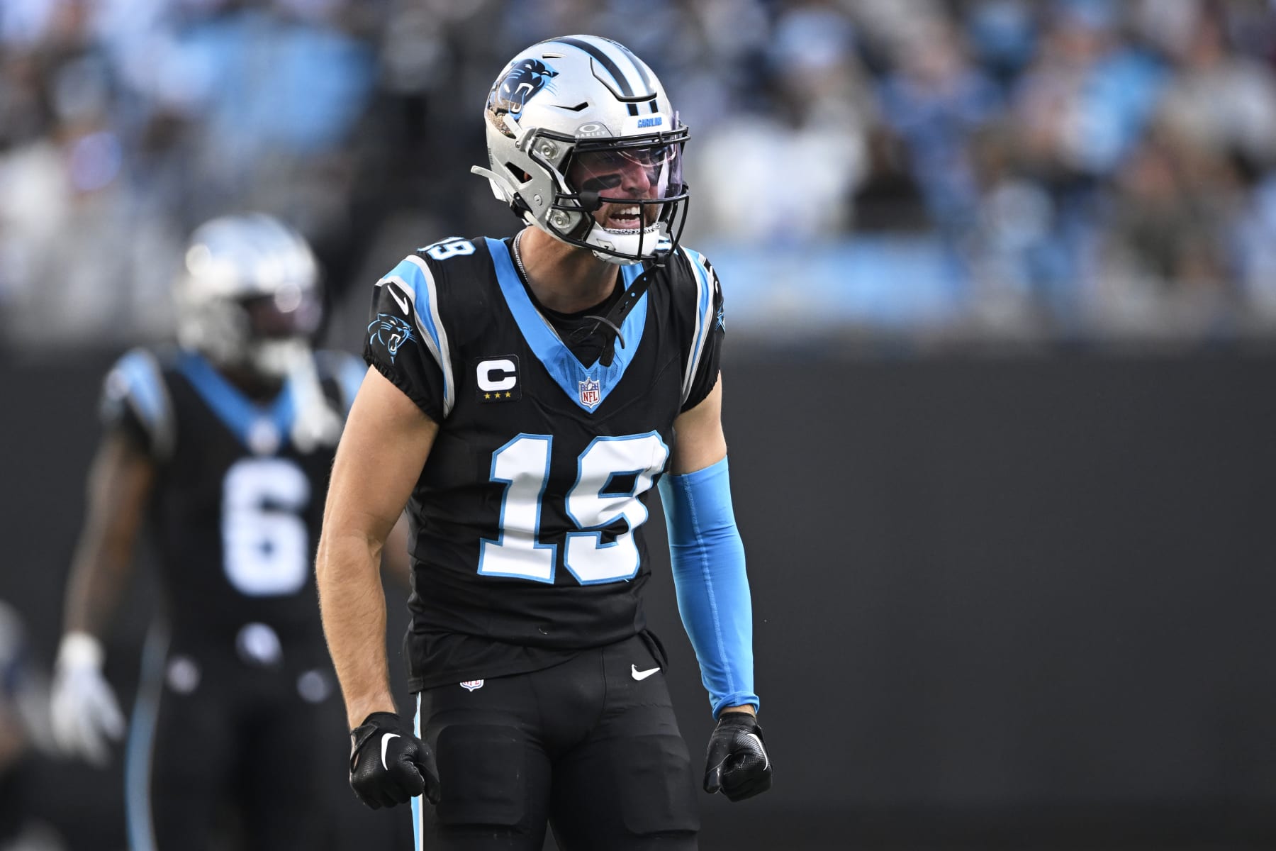 CHARLOTTE, NORTH CAROLINA - NOVEMBER 19: Adam Thielen #19 of the Carolina Panthers reacts against the Dallas Cowboys in the third quarter at Bank of America Stadium on November 19, 2023 in Charlotte, North Carolina. (Photo by Eakin Howard/Getty Images)