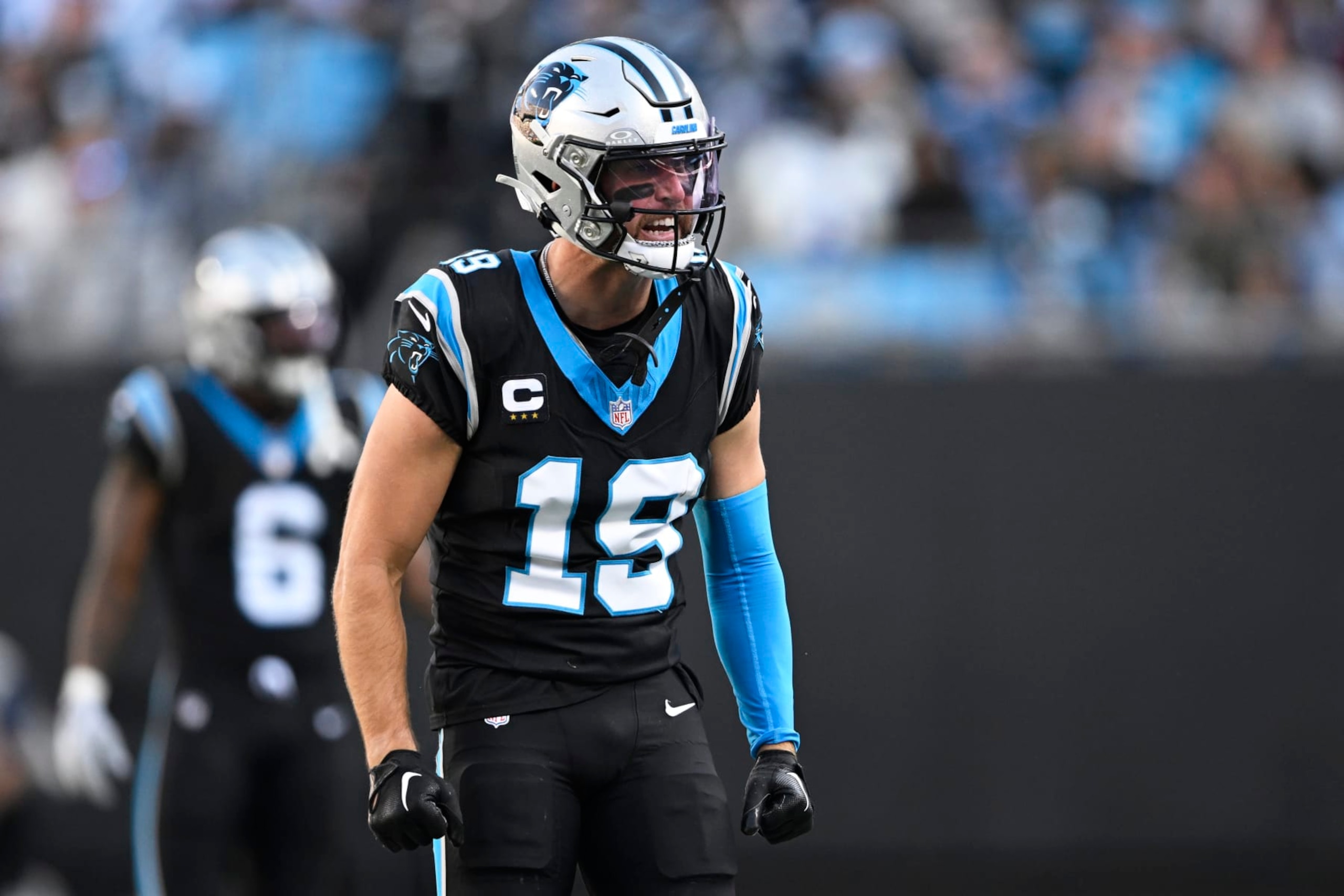 CHARLOTTE, NORTH CAROLINA - NOVEMBER 19: Adam Thielen #19 of the Carolina Panthers reacts against the Dallas Cowboys in the third quarter at Bank of America Stadium on November 19, 2023 in Charlotte, North Carolina. (Photo by Eakin Howard/Getty Images)