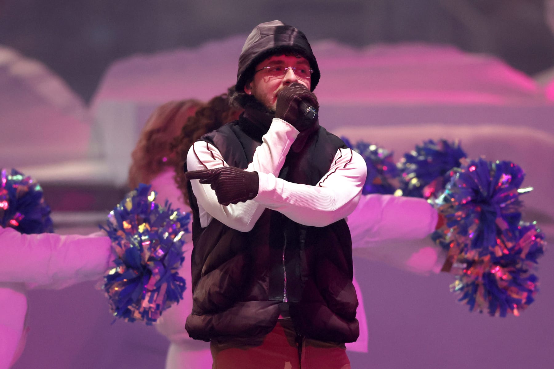DETROIT, MICHIGAN - NOVEMBER 23: Artist Jack Harlow performs during halftime of a game between the Green Bay Packers and Detroit Lions at Ford Field on November 23, 2023 in Detroit, Michigan. (Photo by Gregory Shamus/Getty Images)