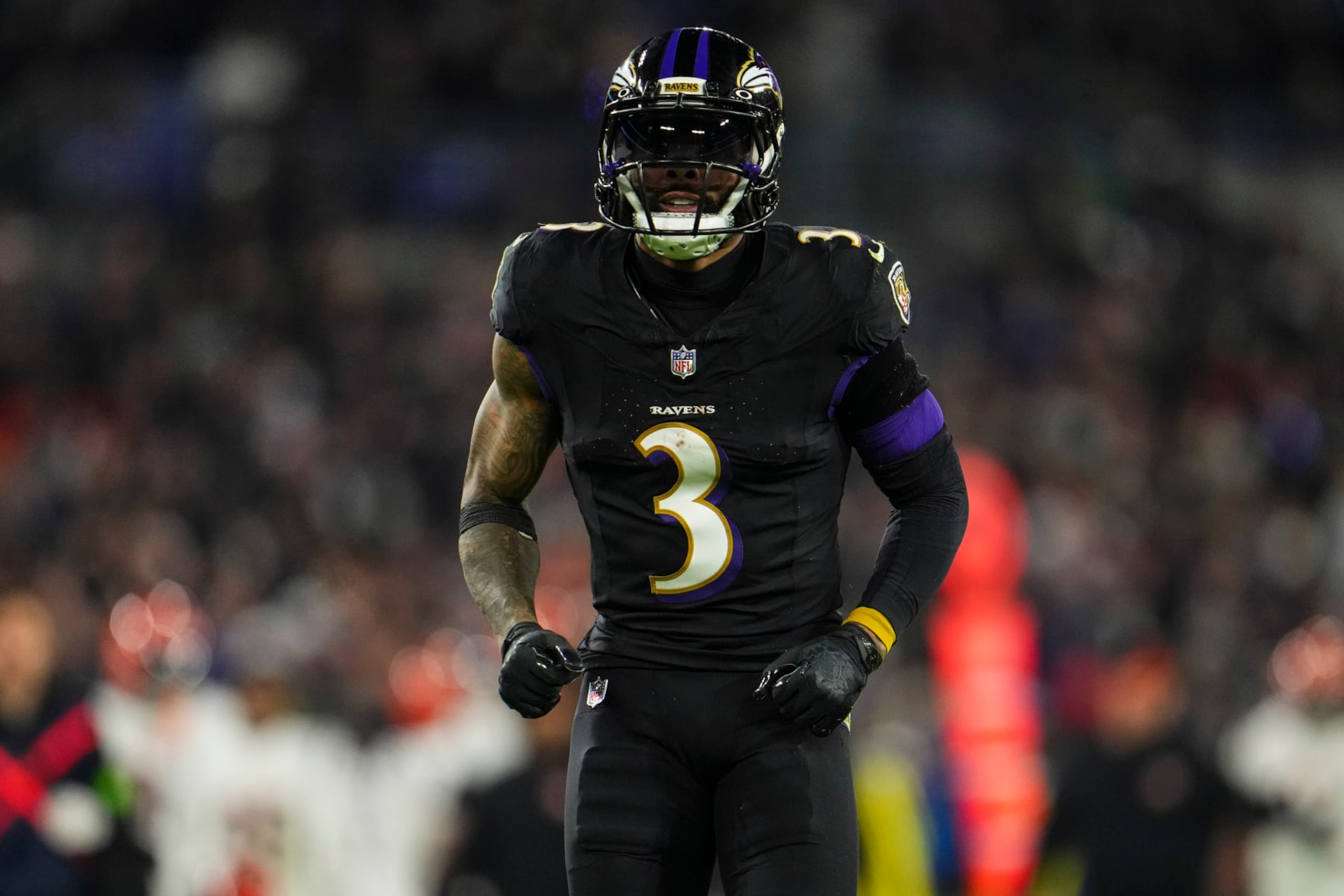 BALTIMORE, MD - NOVEMBER 16: Odell Beckham Jr. #3 of the Baltimore Ravens celebrates during an NFL football game against the Cincinnati Bengals at M&T Bank Stadium on November 16, 2023 in Baltimore, Maryland. (Photo by Cooper Neill/Getty Images) BALTIMORE, MD - NOVEMBER 16: Odell Beckham Jr. #3 of the Baltimore Ravens celebrates during an NFL football game against the Cincinnati Bengals at M&T Bank Stadium on November 16, 2023 in Baltimore, Maryland. (Photo by Cooper Neill/Getty Images)