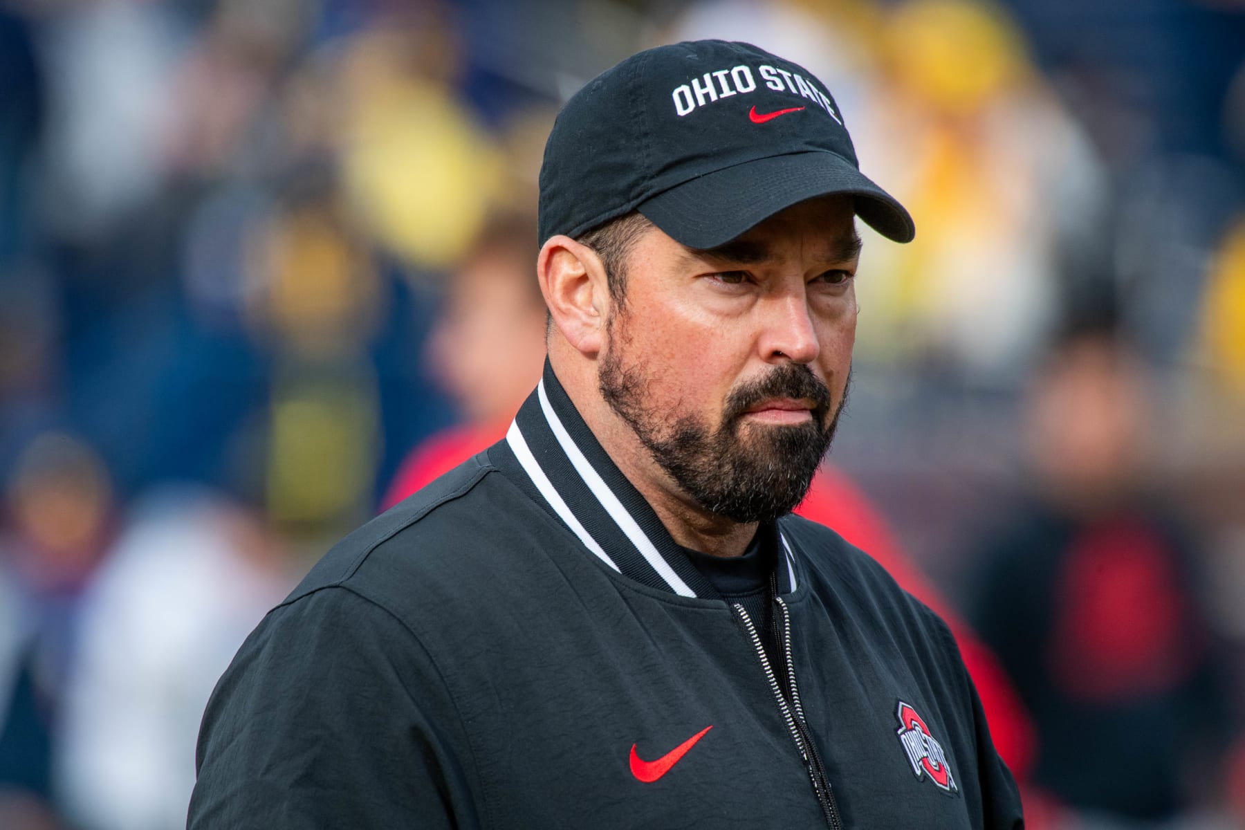 ANN ARBOR, MICHIGAN - NOVEMBER 25: Head Football Coach Ryan Day of the Ohio State Buckeyes is seen during warmups before a college football game against the Michigan Wolverines at Michigan Stadium on November 25, 2023 in Ann Arbor, Michigan. (Photo by Aaron J. Thornton/Getty Images)