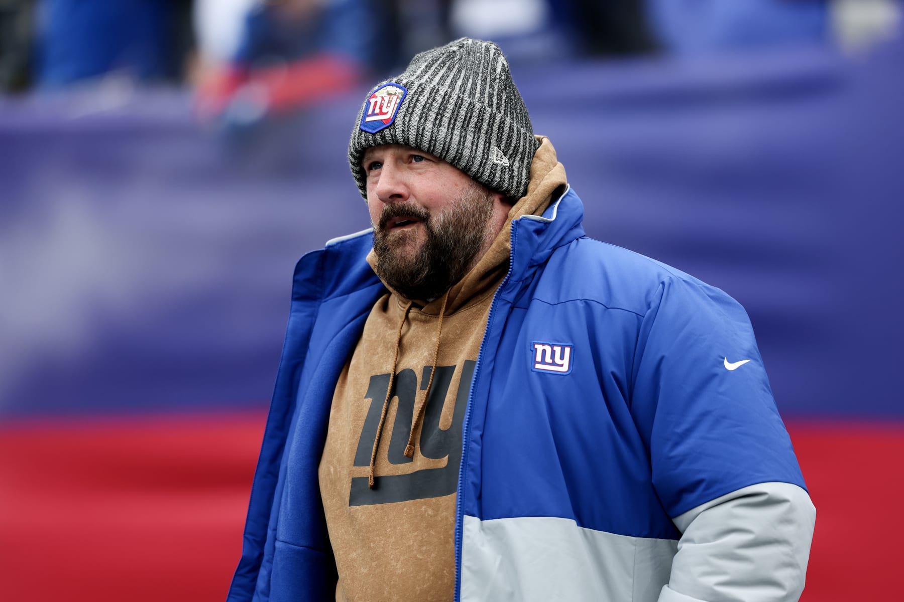 EAST RUTHERFORD, NEW JERSEY - NOVEMBER 26: Head coach Brian Daboll of the New York Giants looks on prior to a game against the New England Patriots at MetLife Stadium on November 26, 2023 in East Rutherford, New Jersey. (Photo by Al Bello/Getty Images) EAST RUTHERFORD, NEW JERSEY - NOVEMBER 26: Head coach Brian Daboll of the New York Giants looks on prior to a game against the New England Patriots at MetLife Stadium on November 26, 2023 in East Rutherford, New Jersey. (Photo by Al Bello/Getty Images)