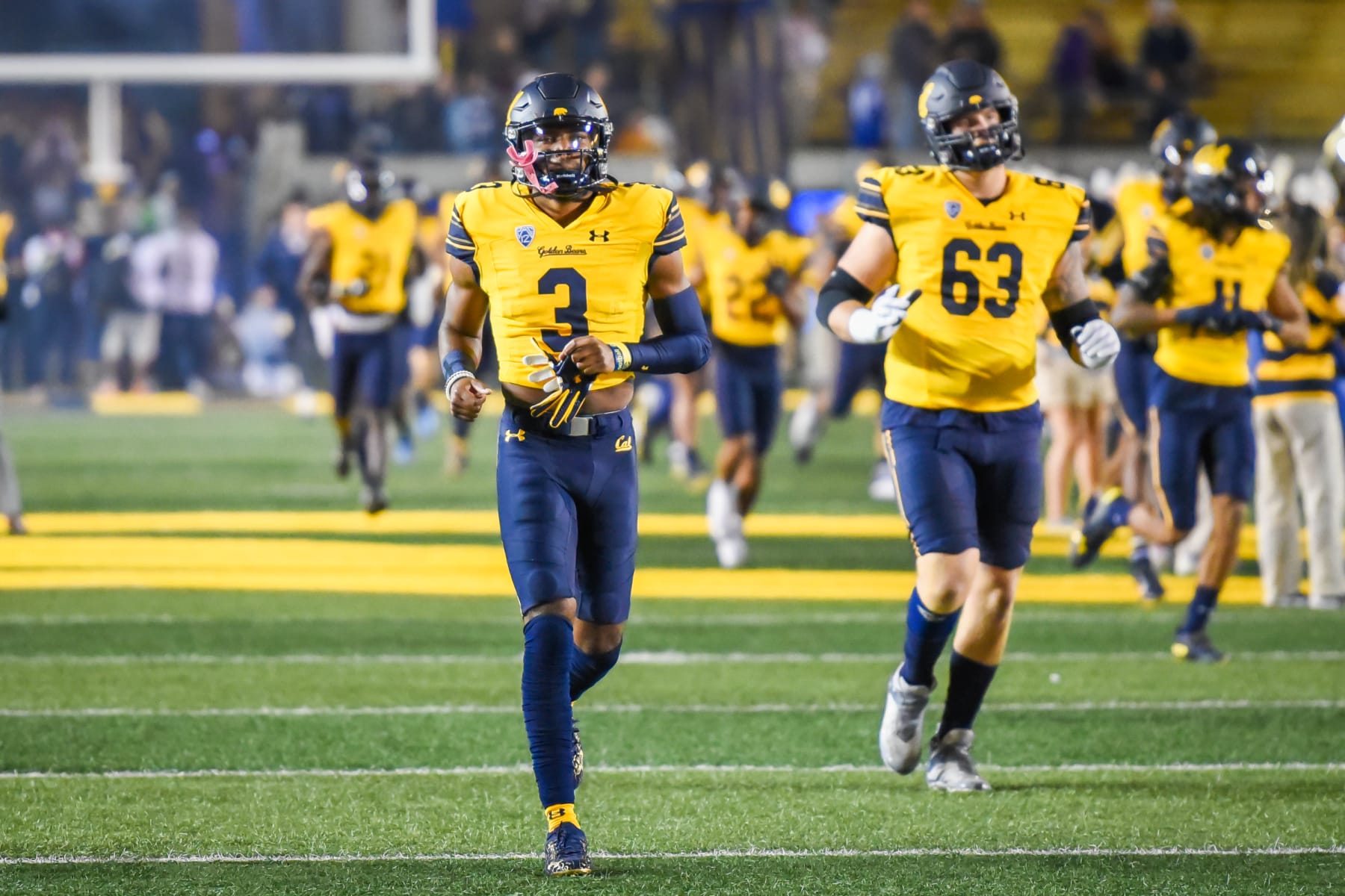 BERKELEY, CA - OCTOBER 22: California Golden Bears wide receiver Jeremiah Hunter (3) comes on the field before the game between the Washington Huskies and the Cal Bears on Saturday, October 22, 2022 at Memorial Stadium in Berkeley, California. (Photo by Douglas Stringer/Icon Sportswire via Getty Images)