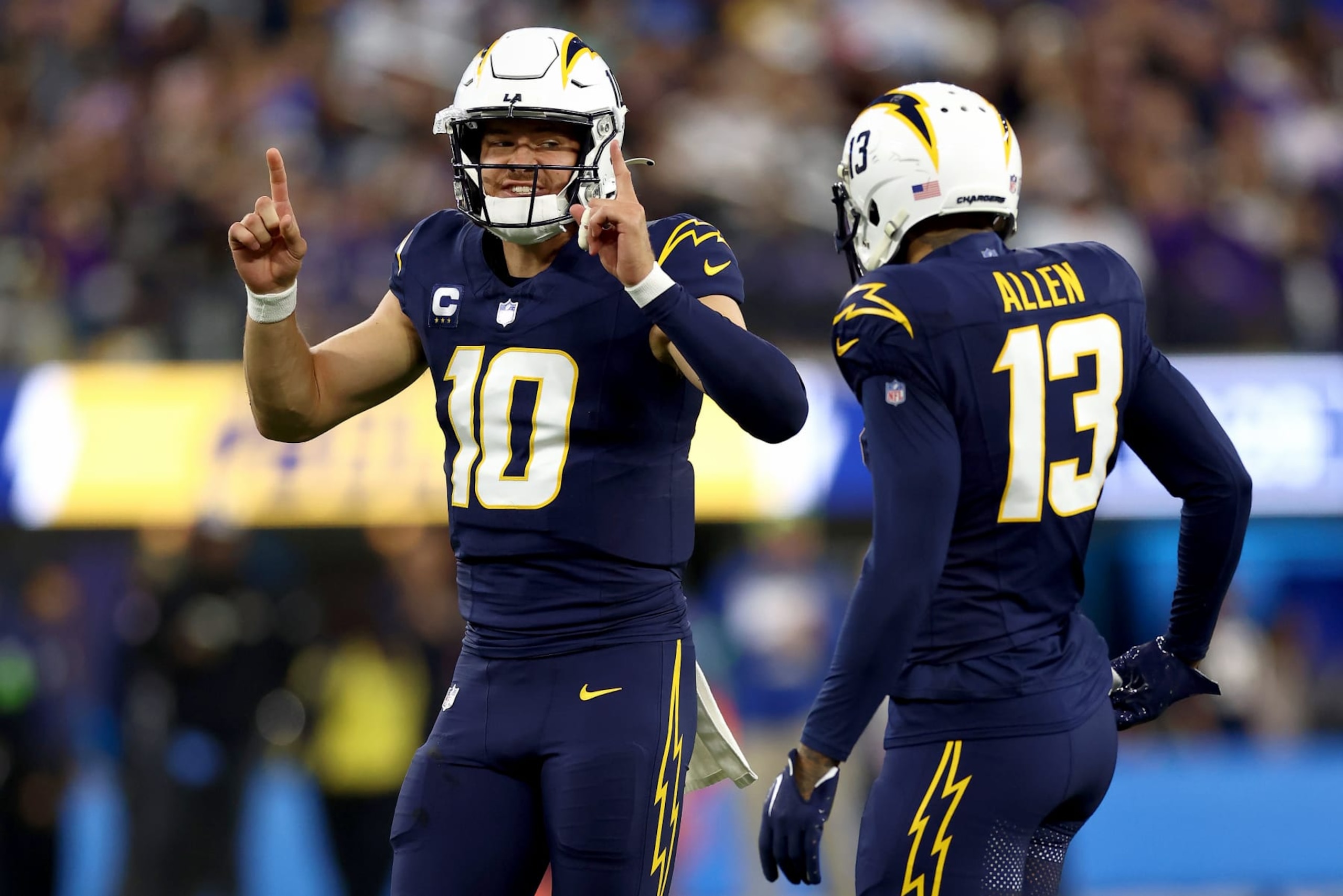 Chargers QB Justin Herbert (left) and WR Keenan Allen (right) Chargers QB Justin Herbert (left) and WR Keenan Allen (right)
