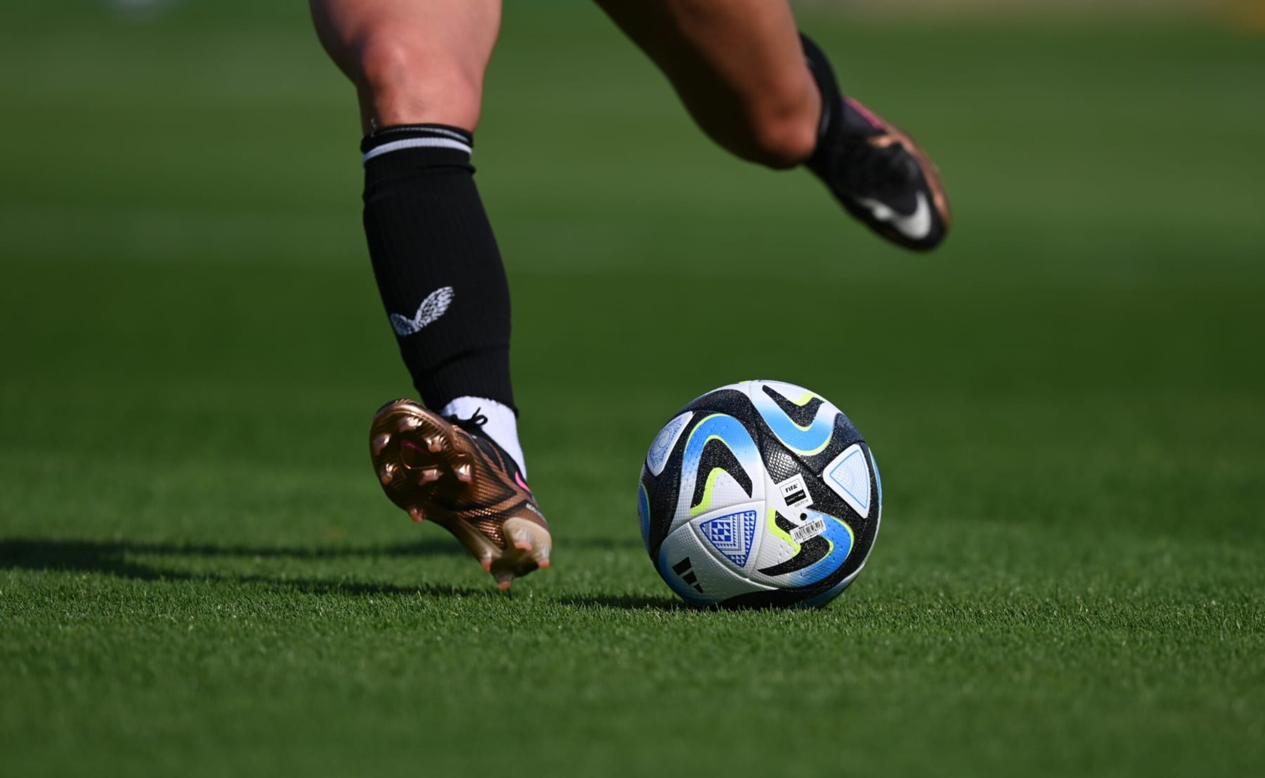 Dublin , Ireland - 21 June 2023; A general view of a OCEAUNZ, the official match ball of the FIFA Women's World Cup 2023, during a Republic of Ireland women training session at Tallaght Stadium in Dublin. (Photo By Stephen McCarthy/Sportsfile via Getty Images)