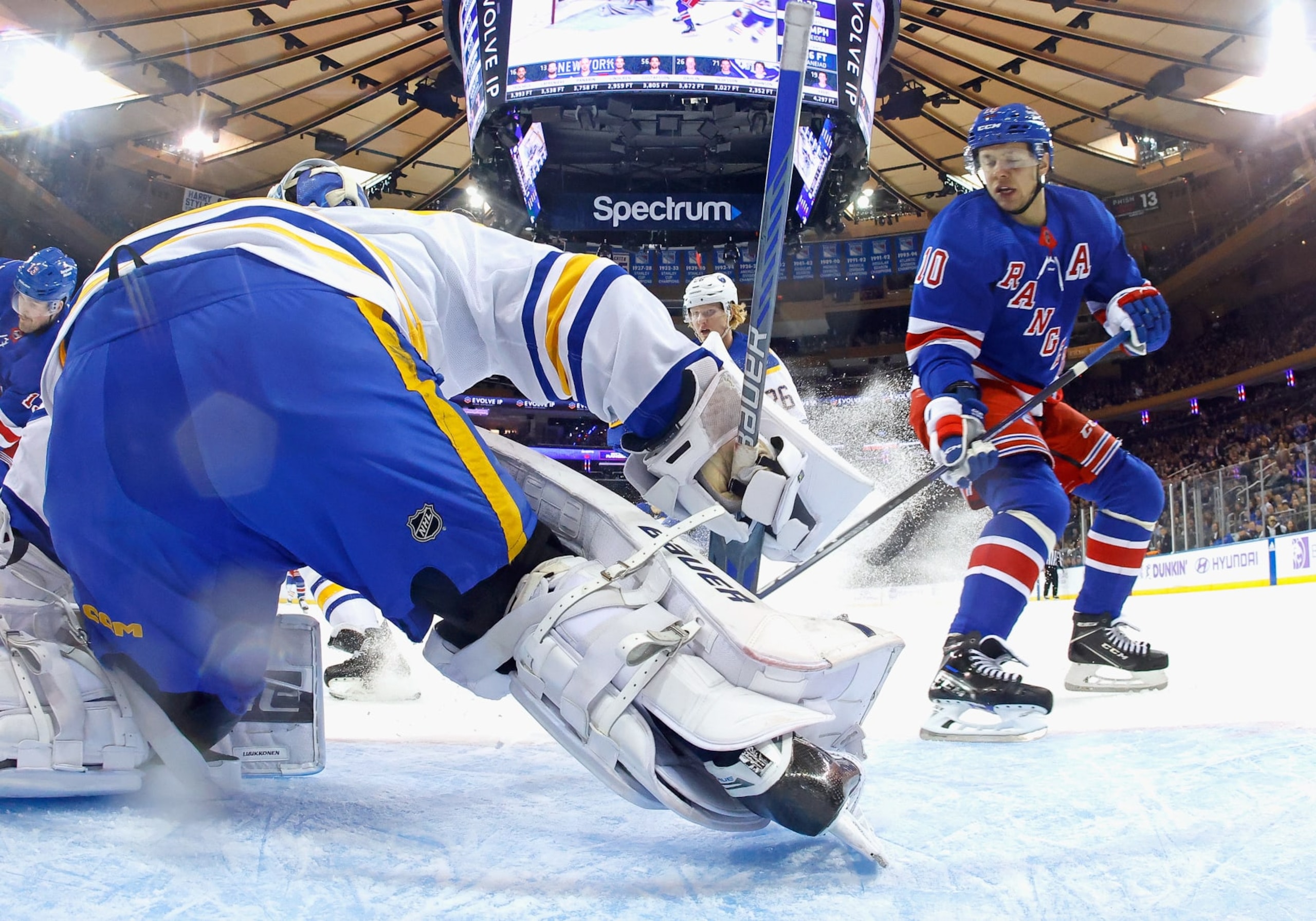 NEW YORK, NEW YORK - NOVEMBER 27: h10skates against the Buffalo Sabres at Madison Square Garden on November 27, 2023 in New York City. The Sabres defeated the Rangers 5-1. (Photo by Bruce Bennett/Getty Images)