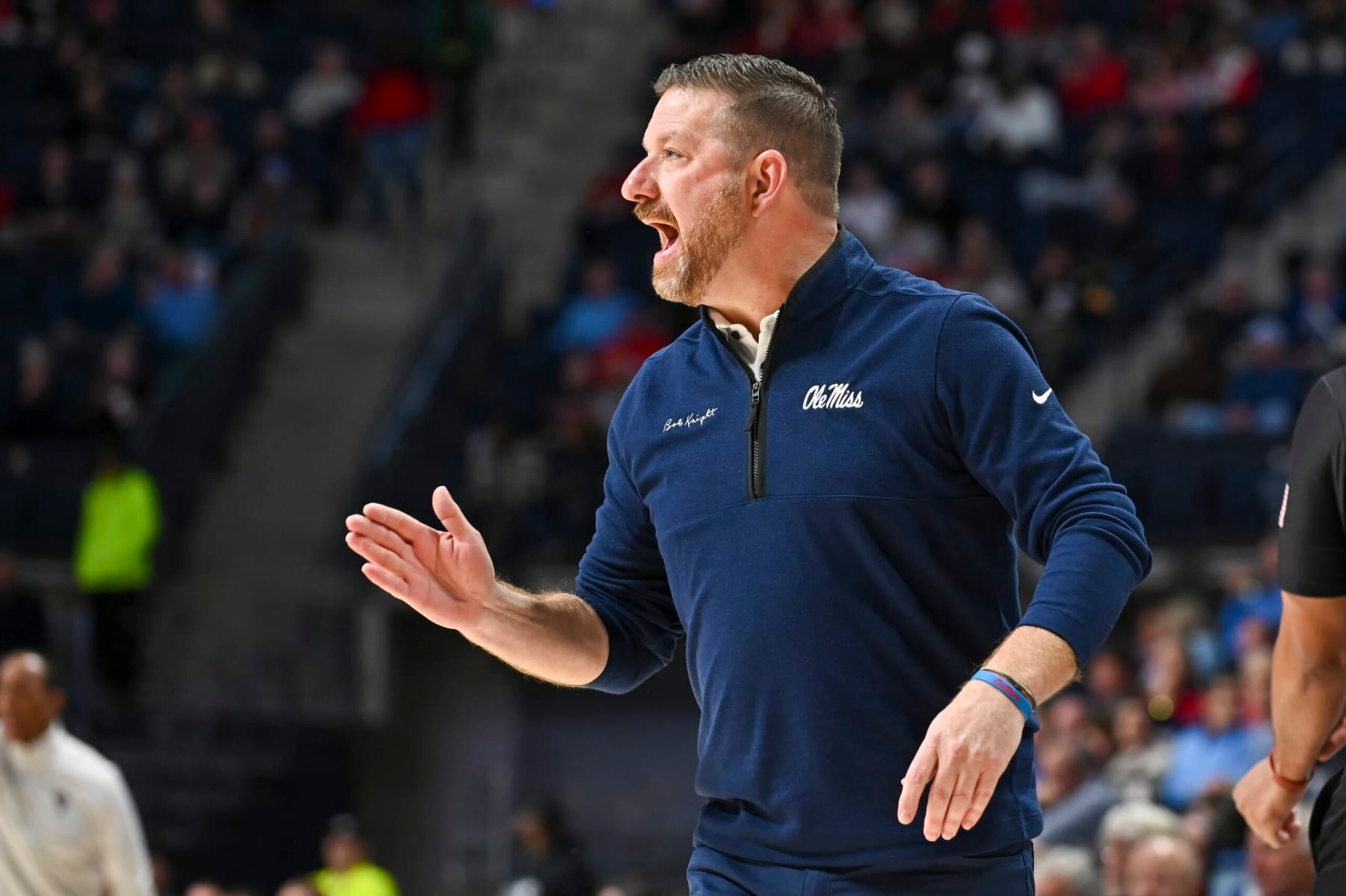 OXFORD, MS - NOVEMBER 28: Ole' Miss head coach Chris Beard during the college basketball game between the NC State Wolfpack and the Ole' Miss Rebels at SJB Pavilion in Oxford, MS. (Photo by Kevin Langley/Icon Sportswire via Getty Images)