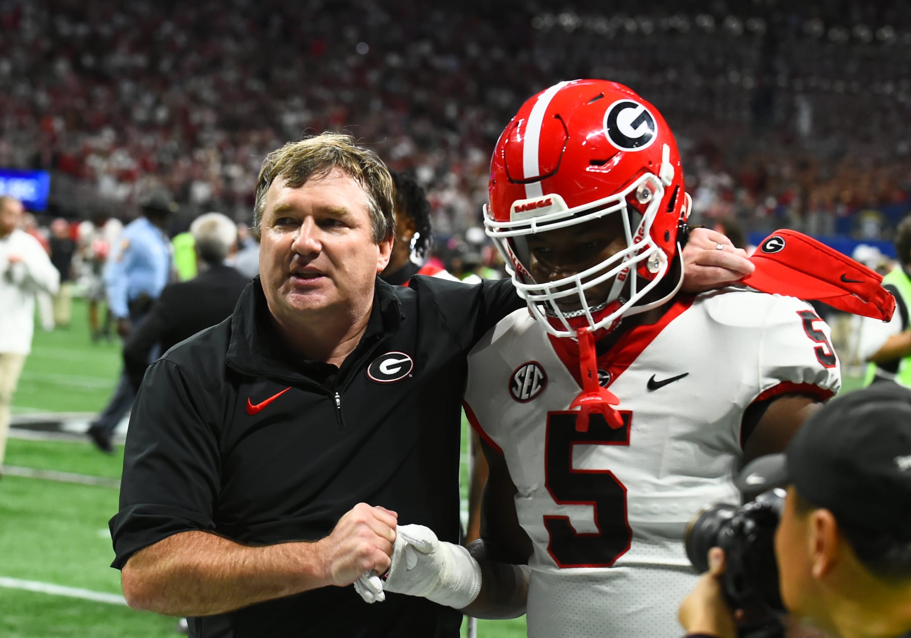 Kirby Smart and Raylen Wilson