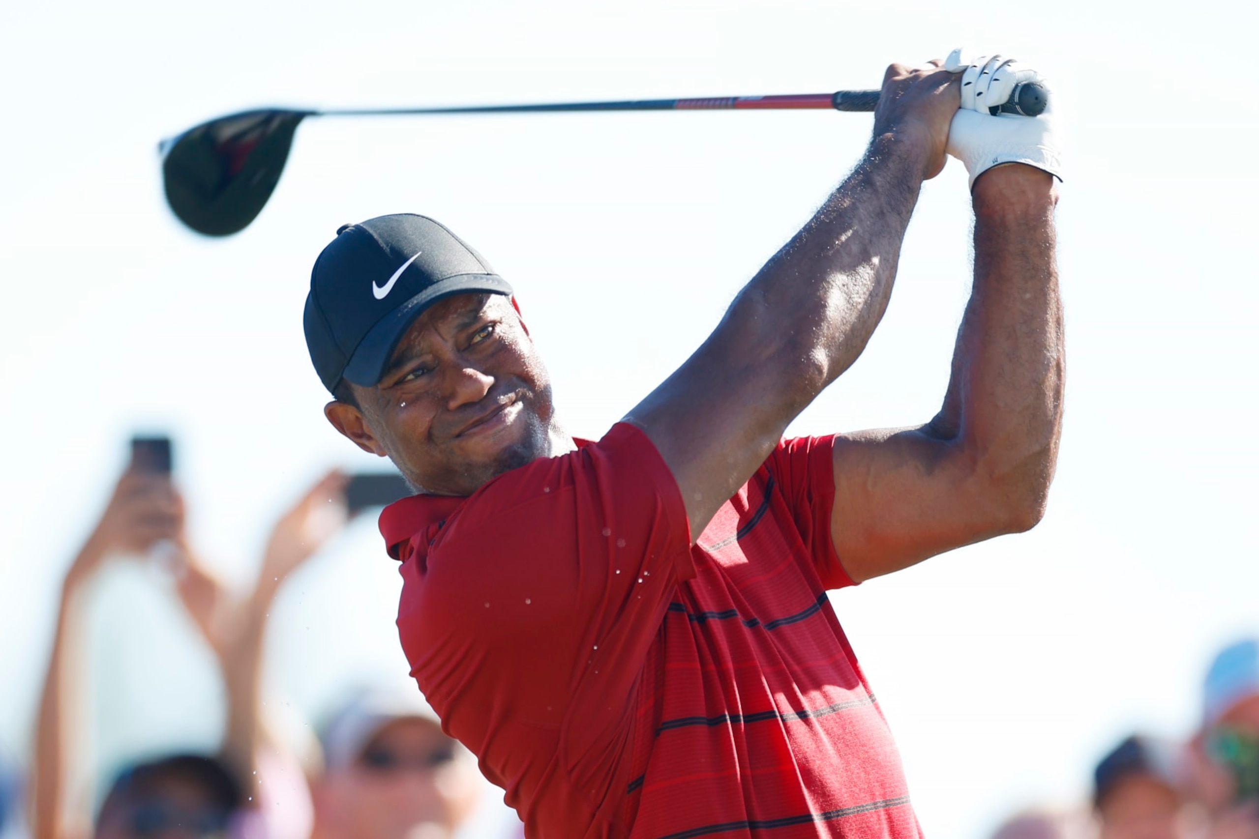 NASSAU, BAHAMAS - DECEMBER 03:  Tiger Woods of the United States plays his shot from the 15th tee during the final round of the Hero World Challenge at Albany Golf Course on December 03, 2023 in Nassau, Bahamas. (Photo by Mike Ehrmann/Getty Images)