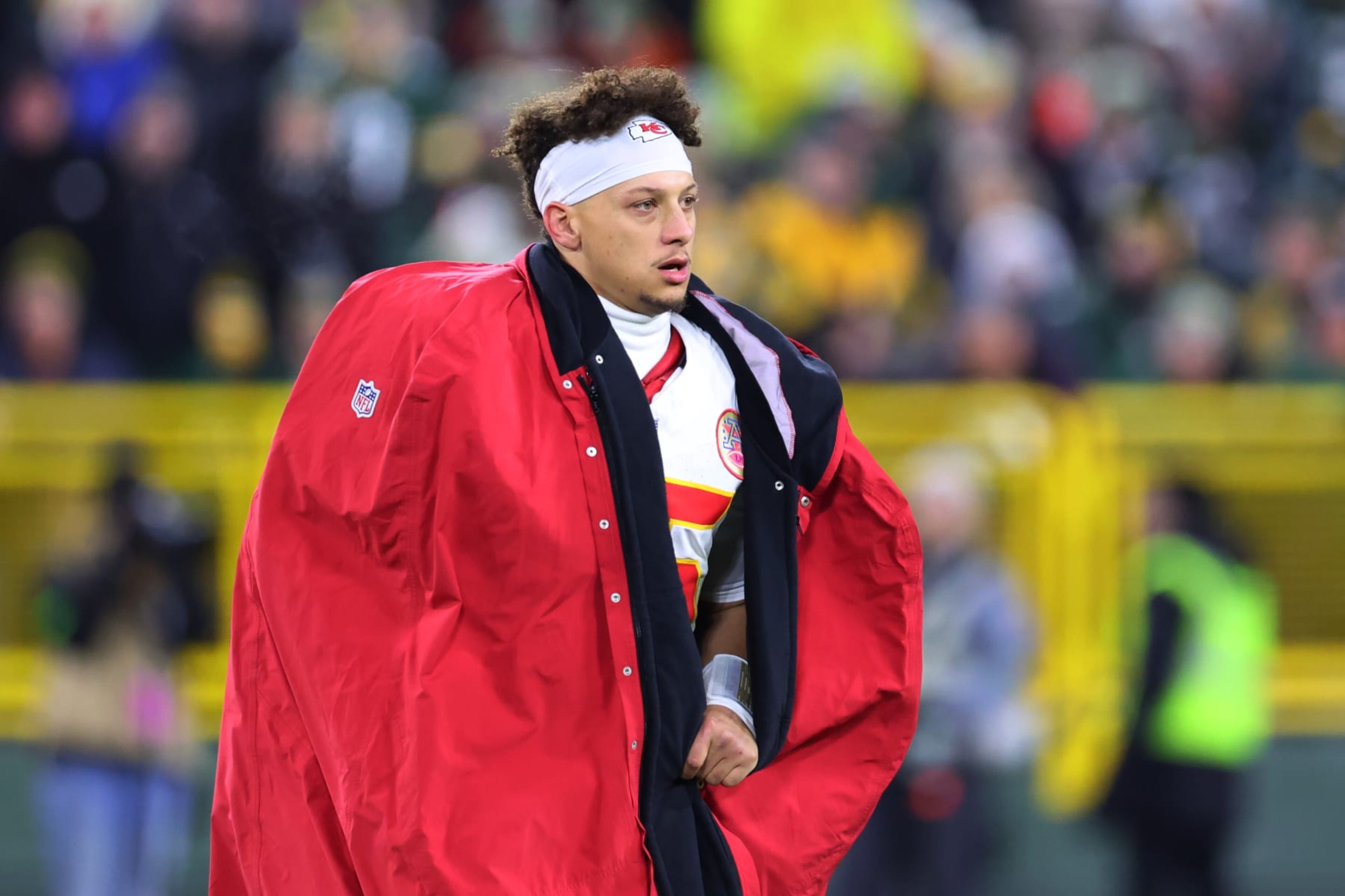 GREEN BAY, WISCONSIN - DECEMBER 03: Patrick Mahomes #15 of the Kansas City Chiefs looks on during the second half against the Green Bay Packers at Lambeau Field on December 03, 2023 in Green Bay, Wisconsin. (Photo by Stacy Revere/Getty Images)