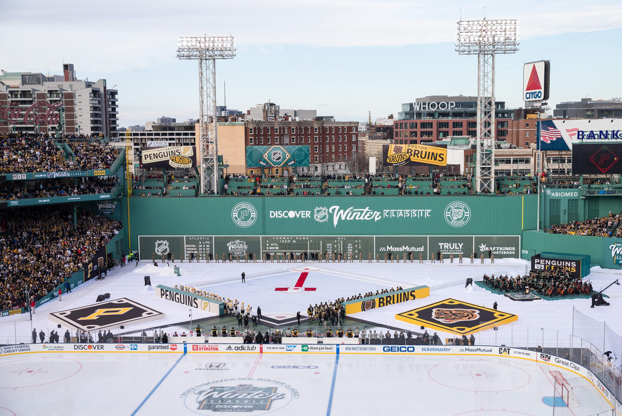 BOSTON, MA - JANUARY 02: General view of Boston Bruins and Pittsburgh Penguins prior to the national anthem and 2023 NHL Winter Classic on January 2, 2023, at Fenway Park in Boston, MA. (Photo by M. Anthony Nesmith/Icon Sportswire via Getty Images) BOSTON, MA - JANUARY 02: General view of Boston Bruins and Pittsburgh Penguins prior to the national anthem and 2023 NHL Winter Classic on January 2, 2023, at Fenway Park in Boston, MA. (Photo by M. Anthony Nesmith/Icon Sportswire via Getty Images)