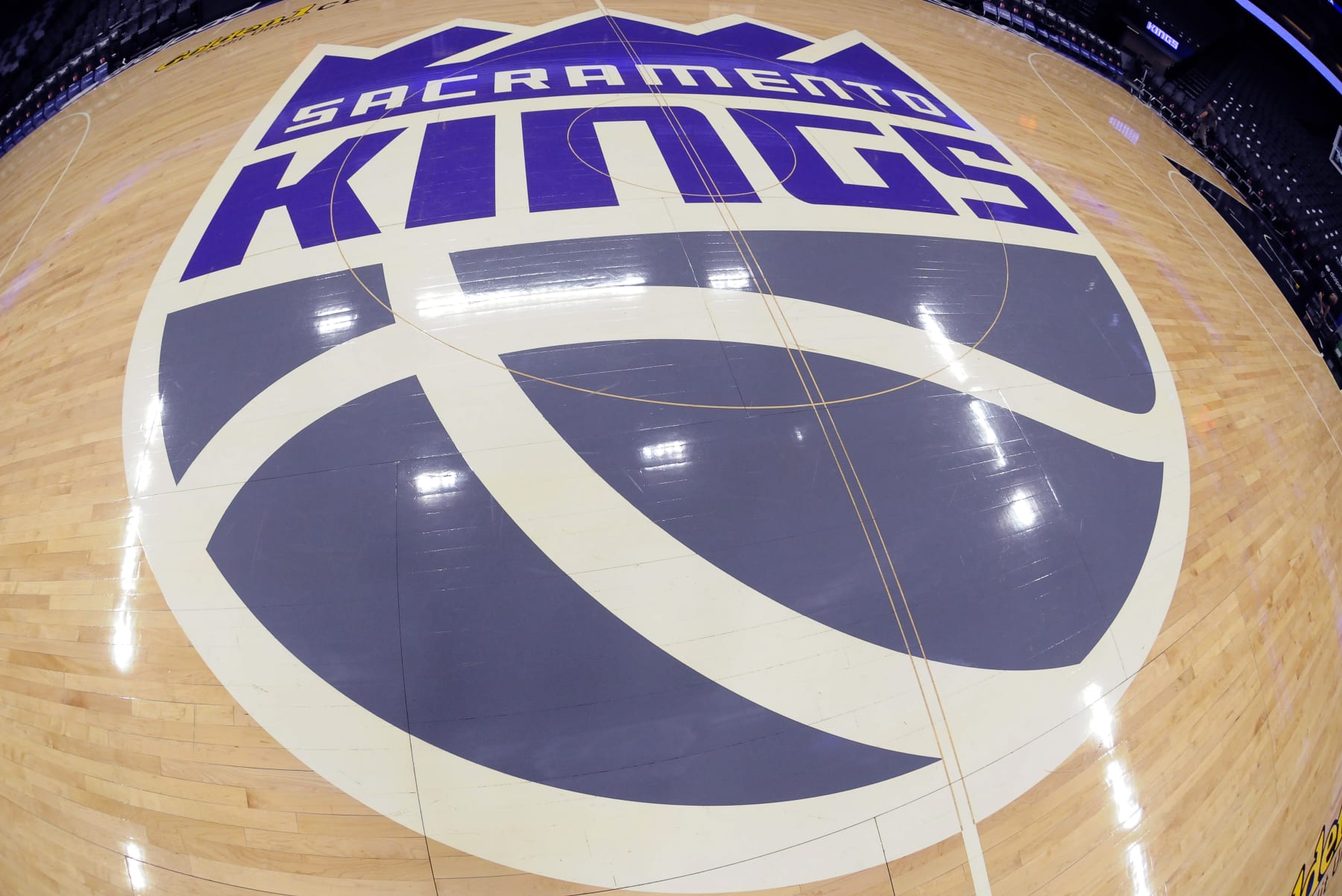 SACRAMENTO, CA - MARCH 27: A general shot of the Sacramento Kings center court logo prior to the game between the Minnesota Timberwolves and Sacramento Kings on March 27, 2023 at Golden 1 Center in Sacramento, California. NOTE TO USER: User expressly acknowledges and agrees that, by downloading and or using this photograph, User is consenting to the terms and conditions of the Getty Images Agreement. Mandatory Copyright Notice: Copyright 2023 NBAE (Photo by Rocky Widner/NBAE via Getty Images)