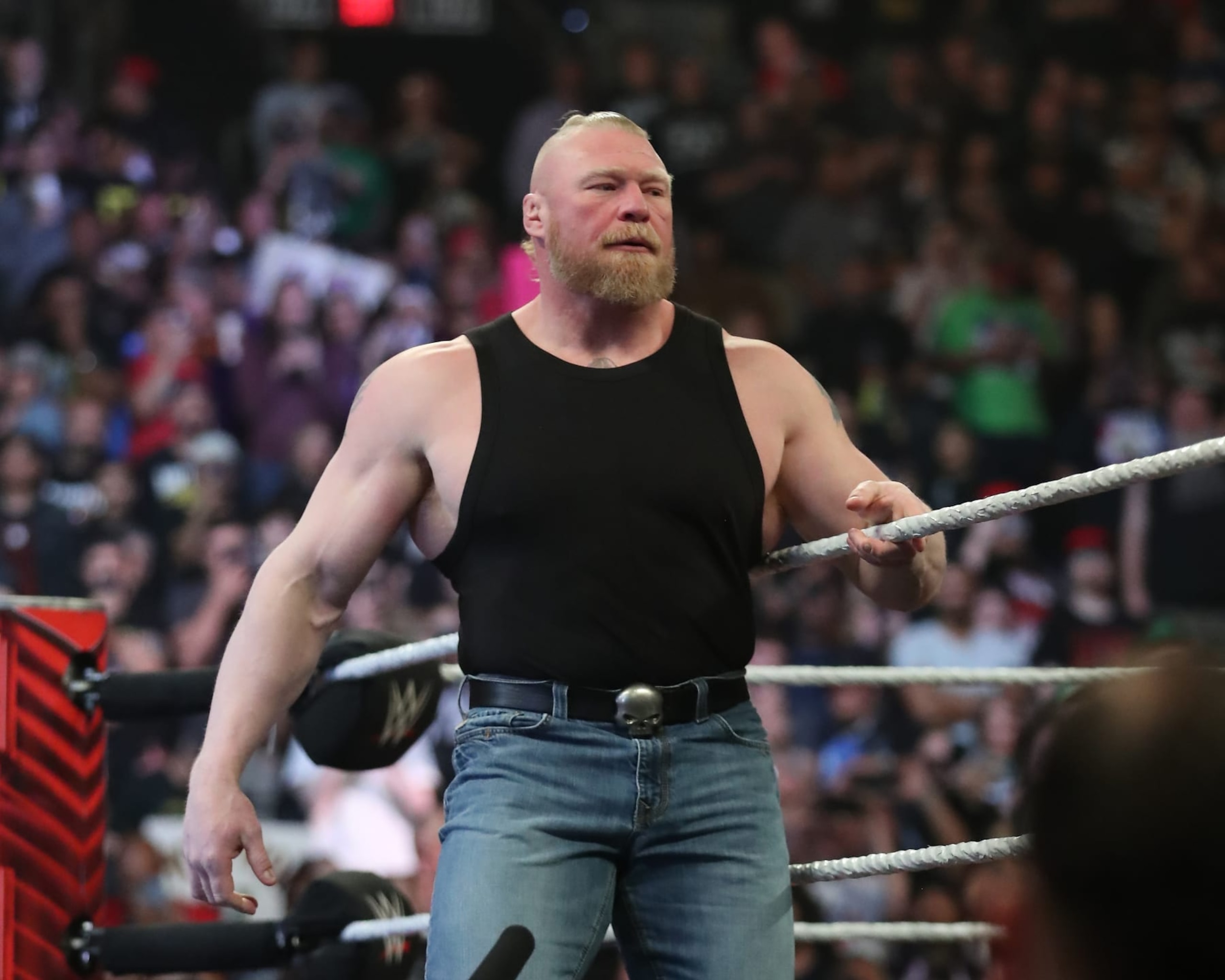 PHOENIX, ARIZONA - MARCH 27: Brock Lesnar enters the ring for WWE WrestleMania RAW at the Footprint Center on March 27, 2023 in Phoenix, Arizona, United States. (Photo by Alejandro Salazar/PX Images/Icon Sportswire via Getty Images) PHOENIX, ARIZONA - MARCH 27: Brock Lesnar enters the ring for WWE WrestleMania RAW at the Footprint Center on March 27, 2023 in Phoenix, Arizona, United States. (Photo by Alejandro Salazar/PX Images/Icon Sportswire via Getty Images)