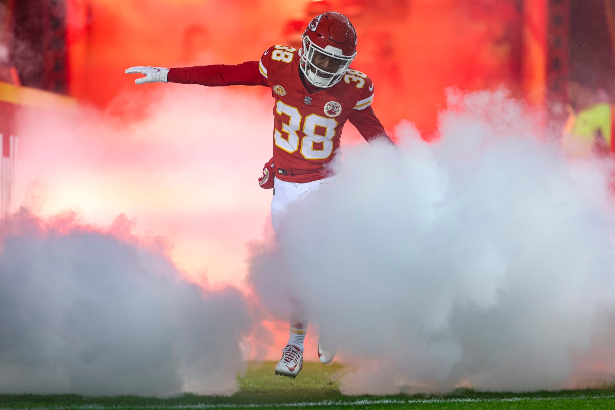 KANSAS CITY, MO - NOVEMBER 20: L'Jarius Sneed #38 of the Kansas City Chiefs runs out of the tunnel prior to an NFL football game against the Philadelphia Eagles at GEHA Field at Arrowhead Stadium on November 20, 2023 in Kansas City, Missouri. (Photo by Perry Knotts/Getty Images) KANSAS CITY, MO - NOVEMBER 20: L'Jarius Sneed #38 of the Kansas City Chiefs runs out of the tunnel prior to an NFL football game against the Philadelphia Eagles at GEHA Field at Arrowhead Stadium on November 20, 2023 in Kansas City, Missouri. (Photo by Perry Knotts/Getty Images)