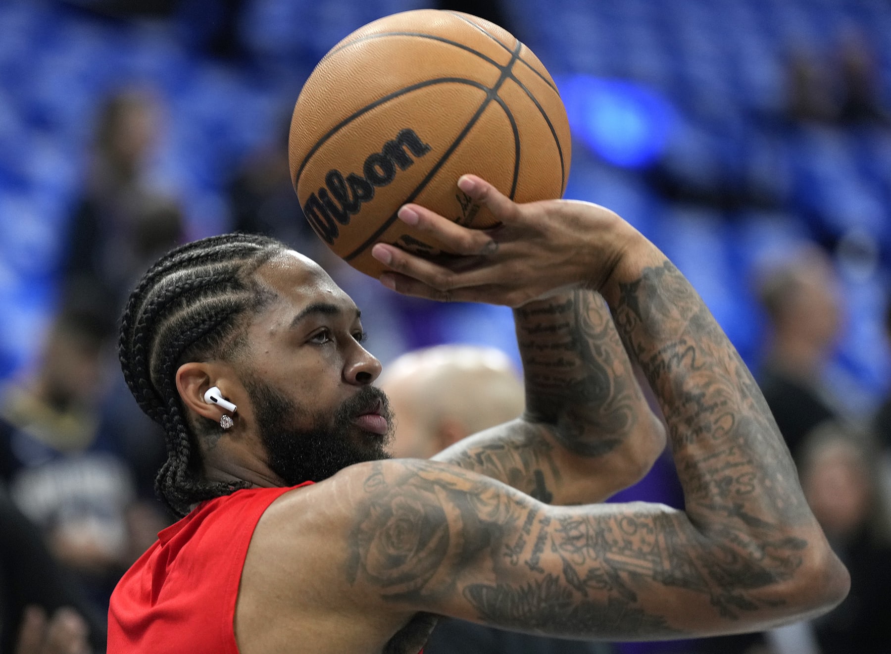 SACRAMENTO, CALIFORNIA - DECEMBER 04: Brandon Ingram #14 of the New Orleans Pelicans warms up prior to playing the Sacramento Kings in an NBA In-Season Tournament Knockout Round game at Golden 1 Center on December 04, 2023 in Sacramento, California. NOTE TO USER: User expressly acknowledges and agrees that, by downloading and or using this photograph, User is consenting to the terms and conditions of the Getty Images License Agreement. (Photo by Thearon W. Henderson/Getty Images)
