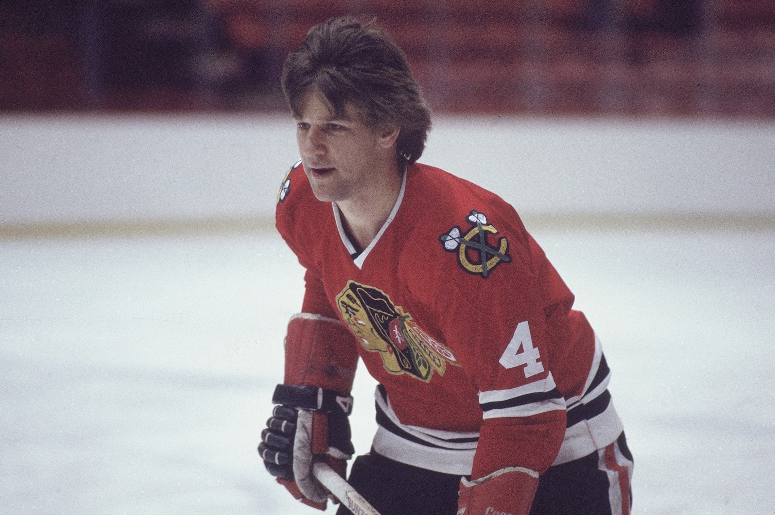 UNITED STATES - JANUARY 31:  Hockey: Closeup of Chicago Blackhawks Bobby Orr in action, Chicago, IL 1/1/1975--1/31/1976  (Photo by Heinz Kluetmeier/Sports Illustrated via Getty Images)  (SetNumber: X21097 TK1 R4 F15)