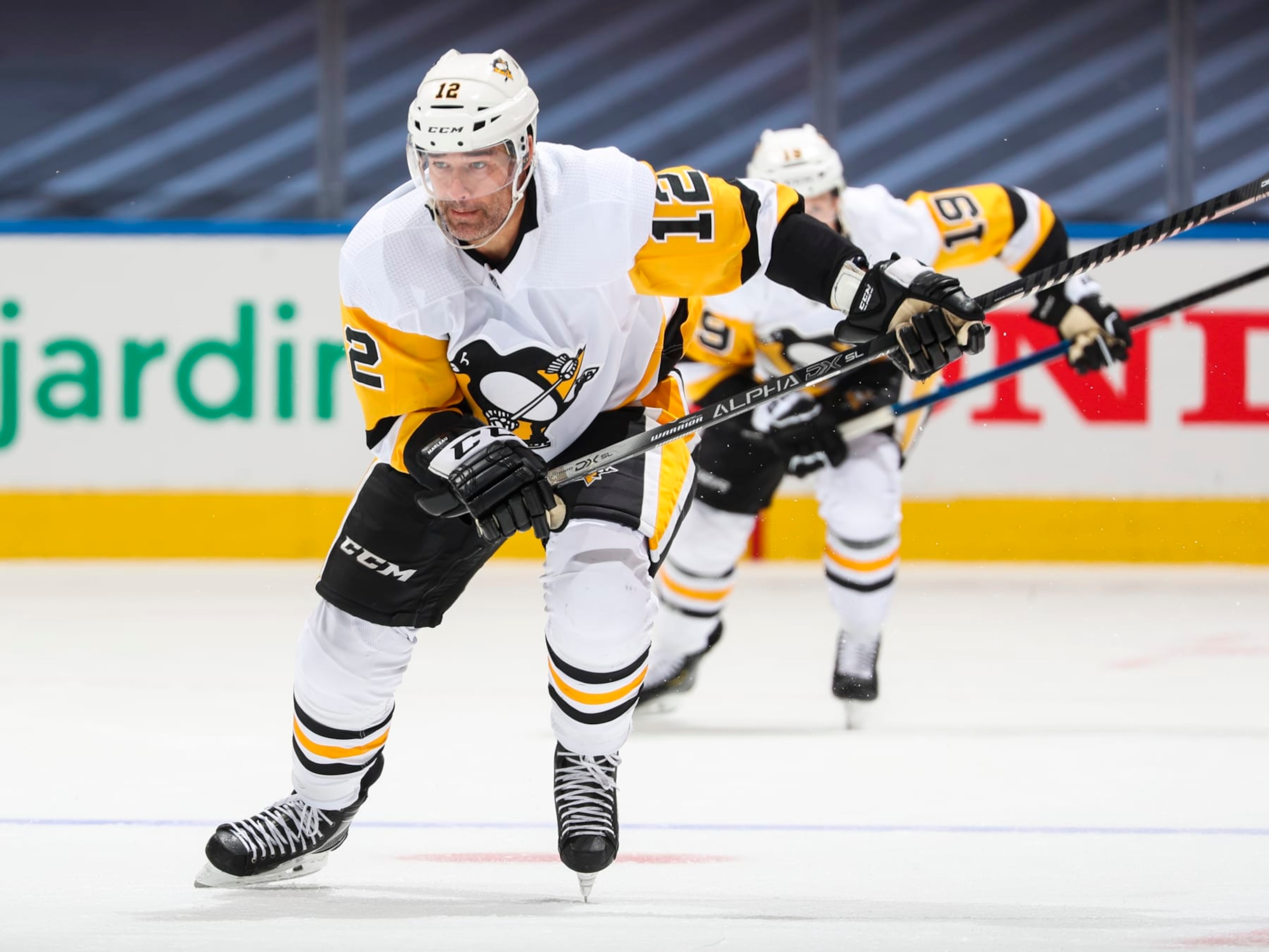 TORONTO, ONTARIO - AUGUST 07: Patrick Marleau #12 of the Pittsburgh Penguins skates against the Montreal Canadiens during the first period in Game Four of the Eastern Conference Qualification Round at Scotiabank Arena on August 07, 2020 in Toronto, Ontario. (Photo by Chase Agnello-Dean/NHLI via Getty Images)