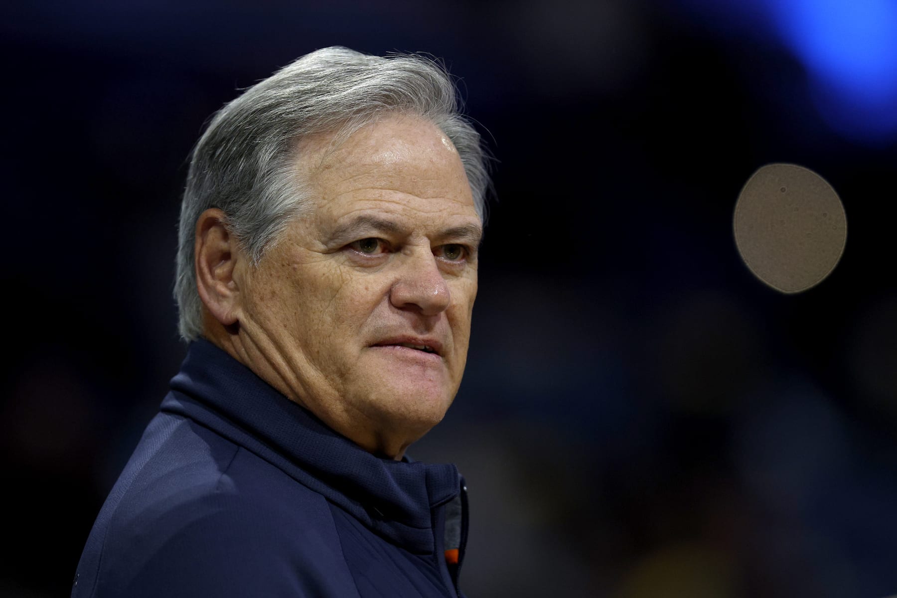 NEW ORLEANS, LOUISIANA - NOVEMBER 18:  Executive Vice President/General Manager Mickey Loomis of the New Orleans Saints looks on prior to the start of an NBA game between the New Orleans Pelicans and the Boston Celtics at Smoothie King Center on November 18, 2022 in New Orleans, Louisiana. NOTE TO USER: User expressly acknowledges and agrees that, by downloading and or using this photograph, User is consenting to the terms and conditions of the Getty Images License Agreement. (Photo by Sean Gardner/Getty Images)