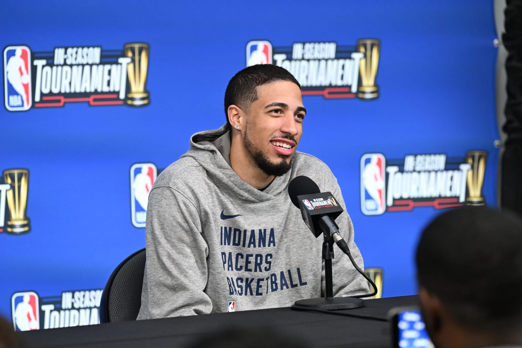 LAS VEGAS, NV - DECEMBER 8: Tyrese Haliburton #0 of the Indiana Pacers during practice and media availability as part of the 2023 NBA In-Season Tournament on December 8, 2023 at T-Mobile Arena in Las Vegas, Nevada. NOTE TO USER: User expressly acknowledges and agrees that, by downloading and or using this photograph, user is consenting to the terms and conditions of Getty Images License Agreement. Mandatory Copyright Notice: Copyright 2023 NBAE (Photo by Tom O'Connor/NBAE via Getty Images)