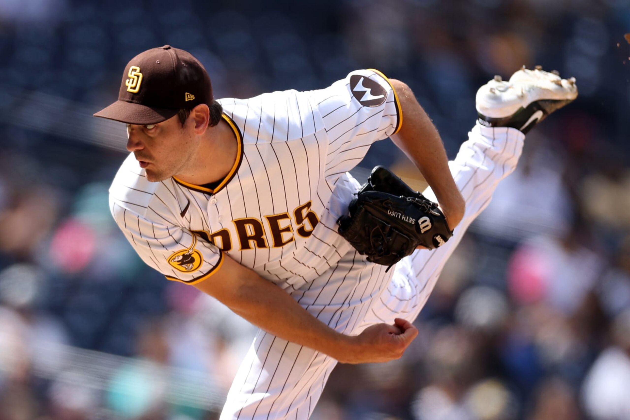 SAN DIEGO, CALIFORNIA - SEPTEMBER 20: Seth Lugo #67 of the San Diego Padres pitches during the third inning of a game against the Colorado Rockies at PETCO Park on September 20, 2023 in San Diego, California. (Photo by Sean M. Haffey/Getty Images)