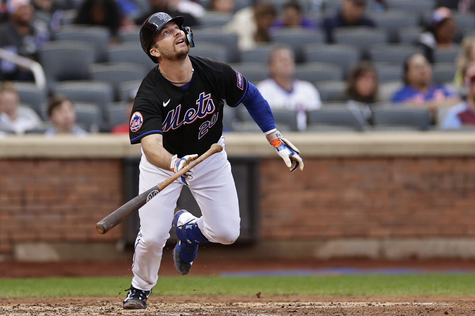 NEW YORK, NY - SEPTEMBER 30: Pete Alonso #20 of the New York Mets in action against the Philadelphia Phillies during the fifth inning of the first game of a doubleheader at Citi Field on September 30, 2023 in New York City. (Photo by Adam Hunger/Getty Images)