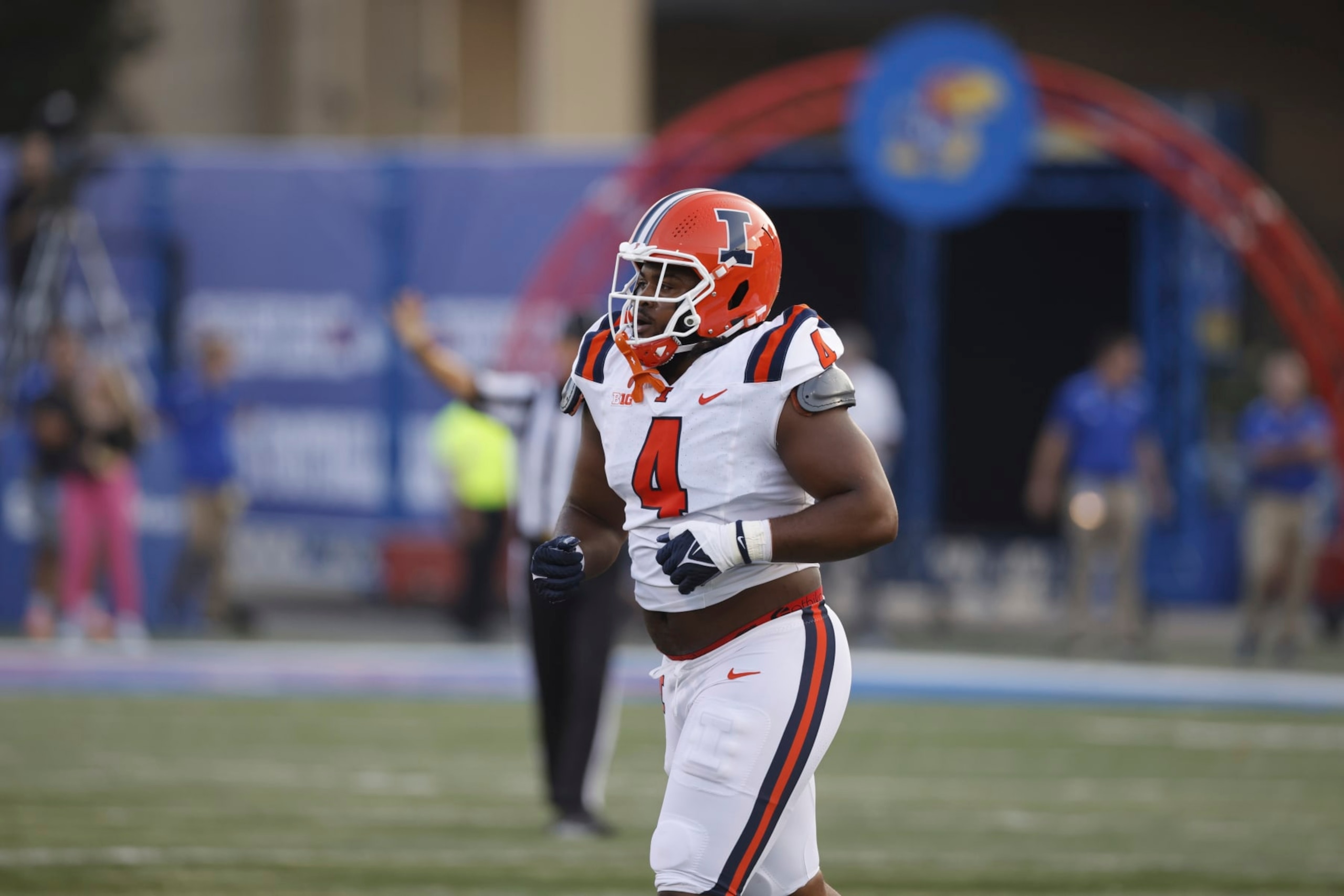 Illinois defensive lineman Jer'Zhan Newton (4) during an NCAA football game on Friday, Sept. 8, 2023, in Lawrence, Kan. (AP Photo/Colin E. Braley) Illinois defensive lineman Jer'Zhan Newton (4) during an NCAA football game on Friday, Sept. 8, 2023, in Lawrence, Kan. (AP Photo/Colin E. Braley)
