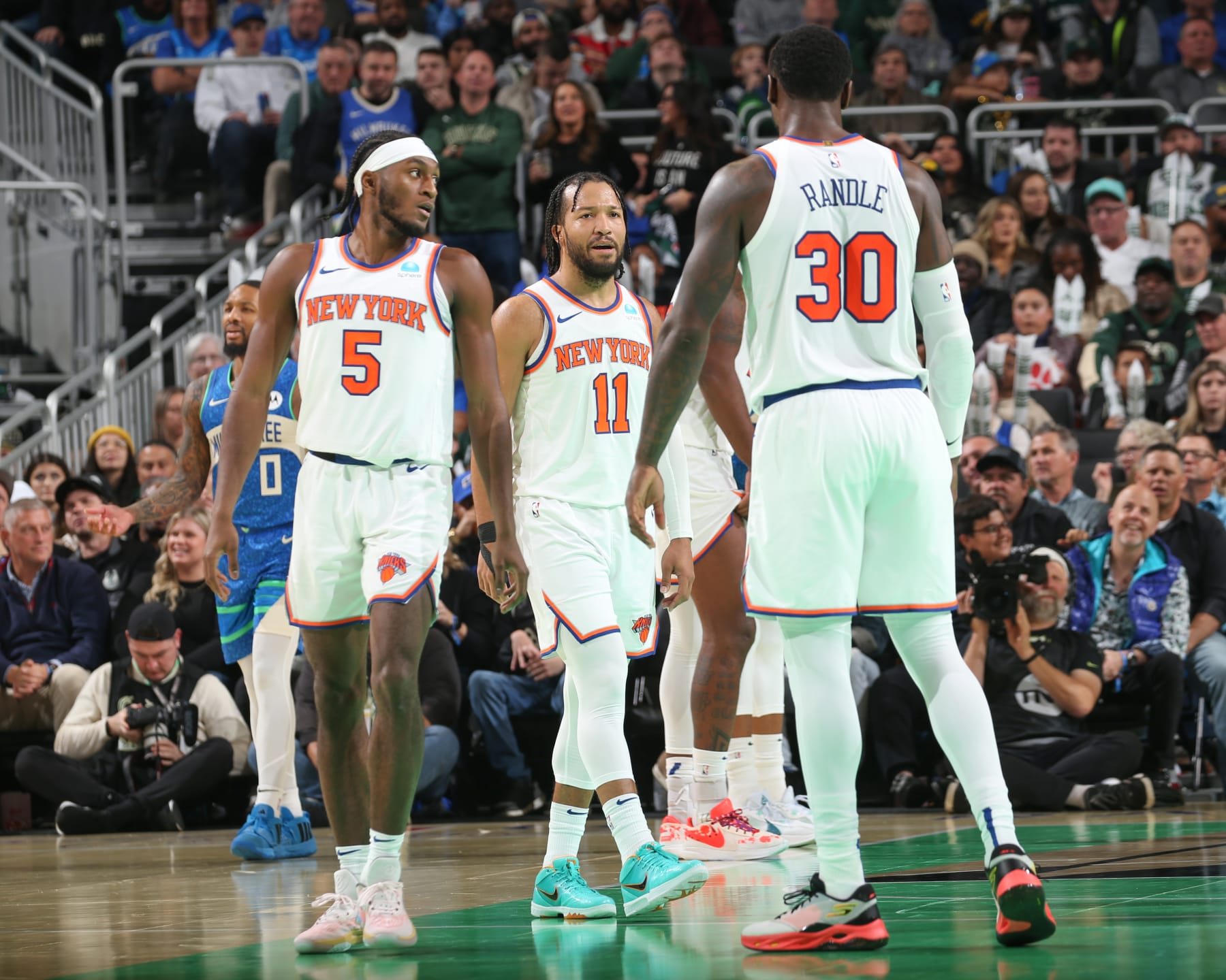 Immanuel Quickley, Jalen Brunson and Julius Randle