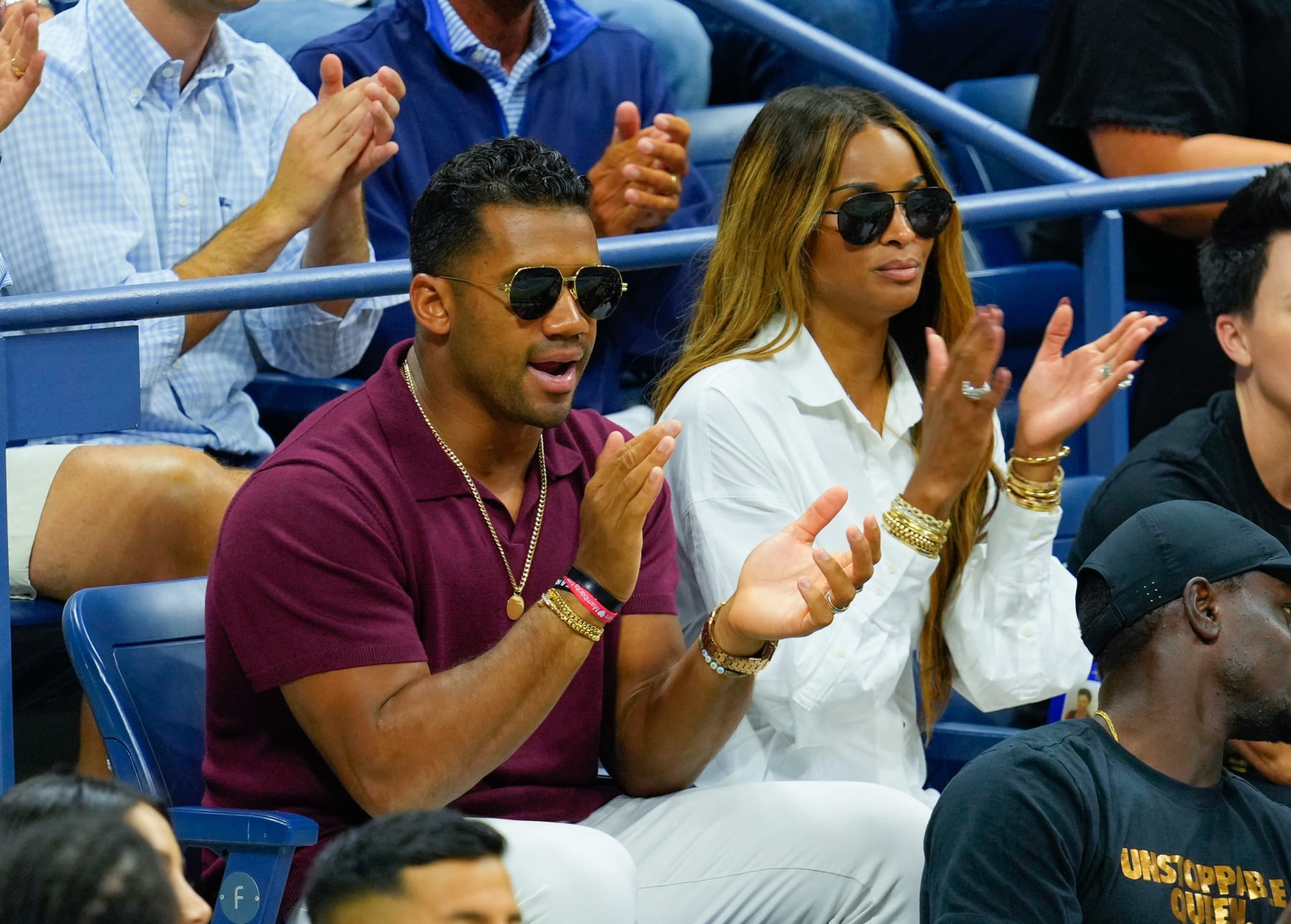 NEW YORK, NEW YORK - SEPTEMBER 02: Russell Wilson and Ciara attend the 2022 US Open at USTA Billie Jean King National Tennis Center on September 2, 2022 in the Flushing neighborhood of the Queens borough of New York City. (Photo by Gotham/GC Images)