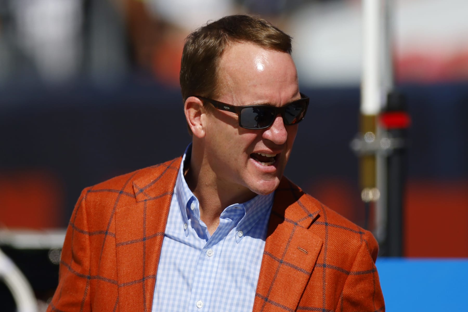 DENVER, COLORADO - OCTOBER 08: NFL Hall of Fame member Peyton Manning looks on before the game between the New York Jets and Denver Broncos at Empower Field At Mile High on October 08, 2023 in Denver, Colorado. (Photo by Justin Edmonds/Getty Images)