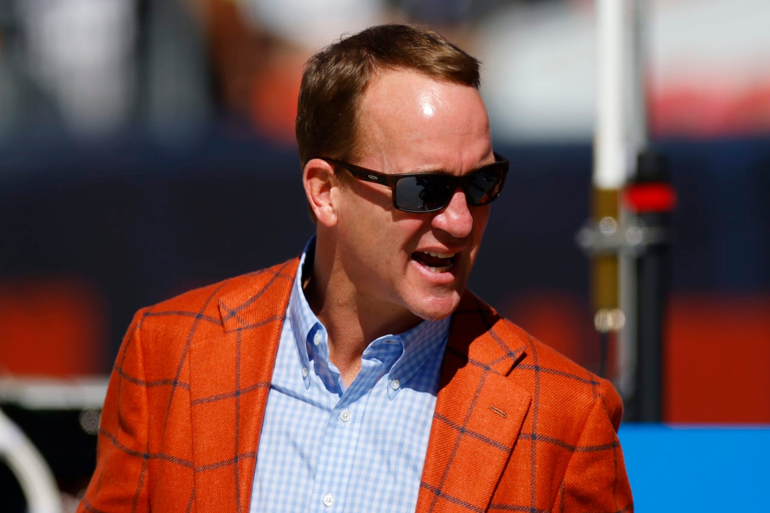 DENVER, COLORADO - OCTOBER 08: NFL Hall of Fame member Peyton Manning looks on before the game between the New York Jets and Denver Broncos at Empower Field At Mile High on October 08, 2023 in Denver, Colorado. (Photo by Justin Edmonds/Getty Images) DENVER, COLORADO - OCTOBER 08: NFL Hall of Fame member Peyton Manning looks on before the game between the New York Jets and Denver Broncos at Empower Field At Mile High on October 08, 2023 in Denver, Colorado. (Photo by Justin Edmonds/Getty Images)